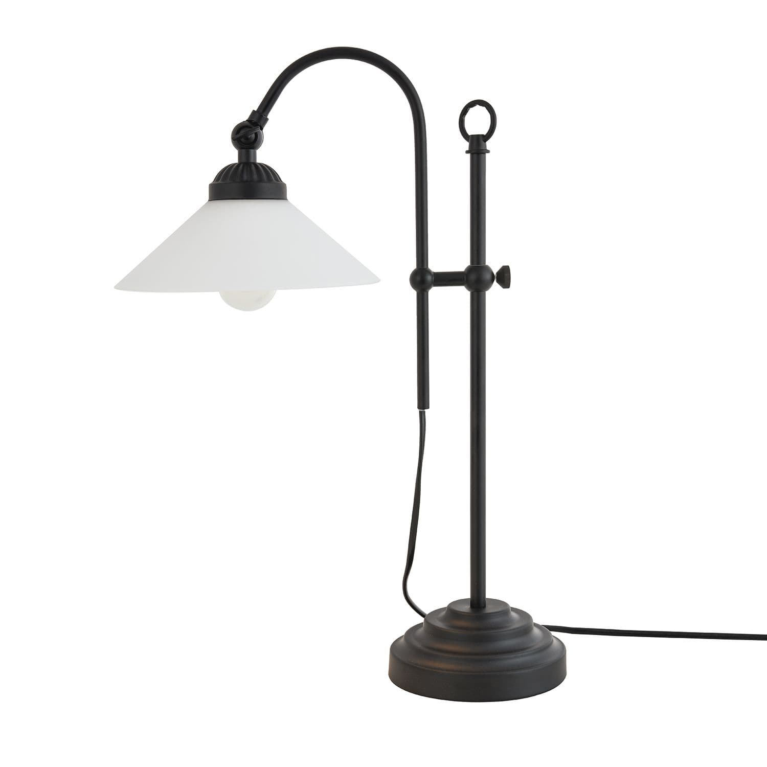 Classic and Vintage Lamp with Adjustable Height and Glass Shade