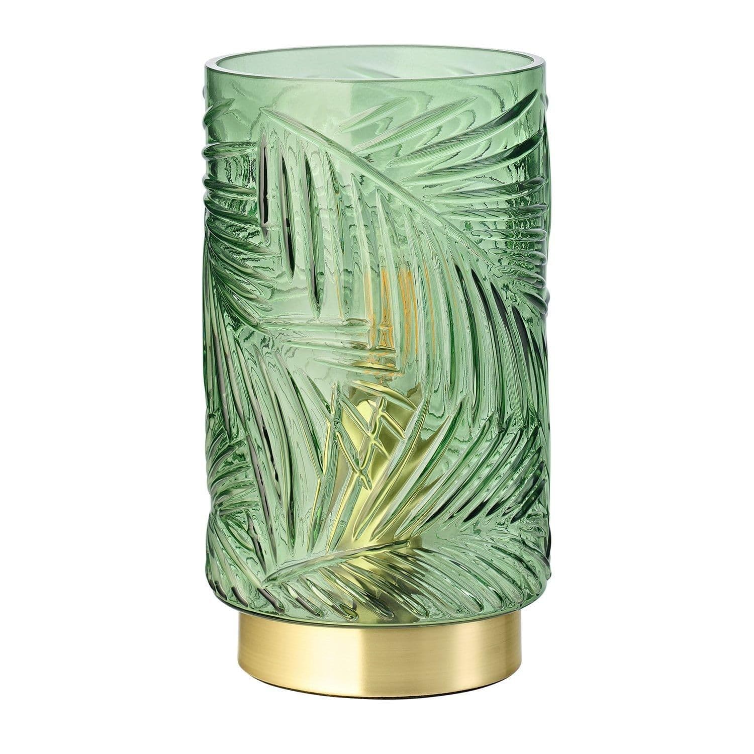 Modern Palm Tree Glass Table Lamp with Satin Metal Base
