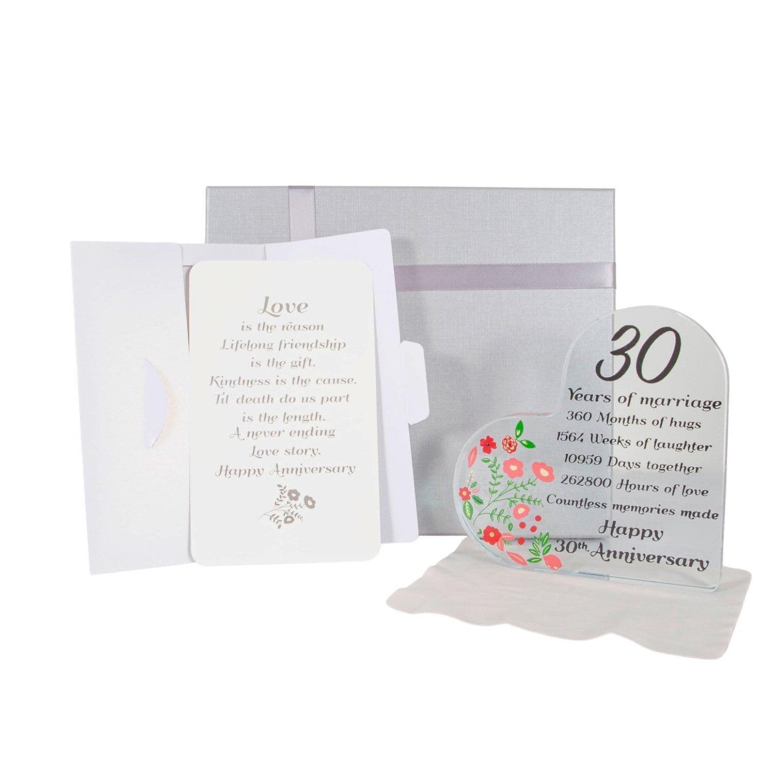 Sleek Contemporary Clear Toughened Glass 30th Anniversary Sentiment Ornament