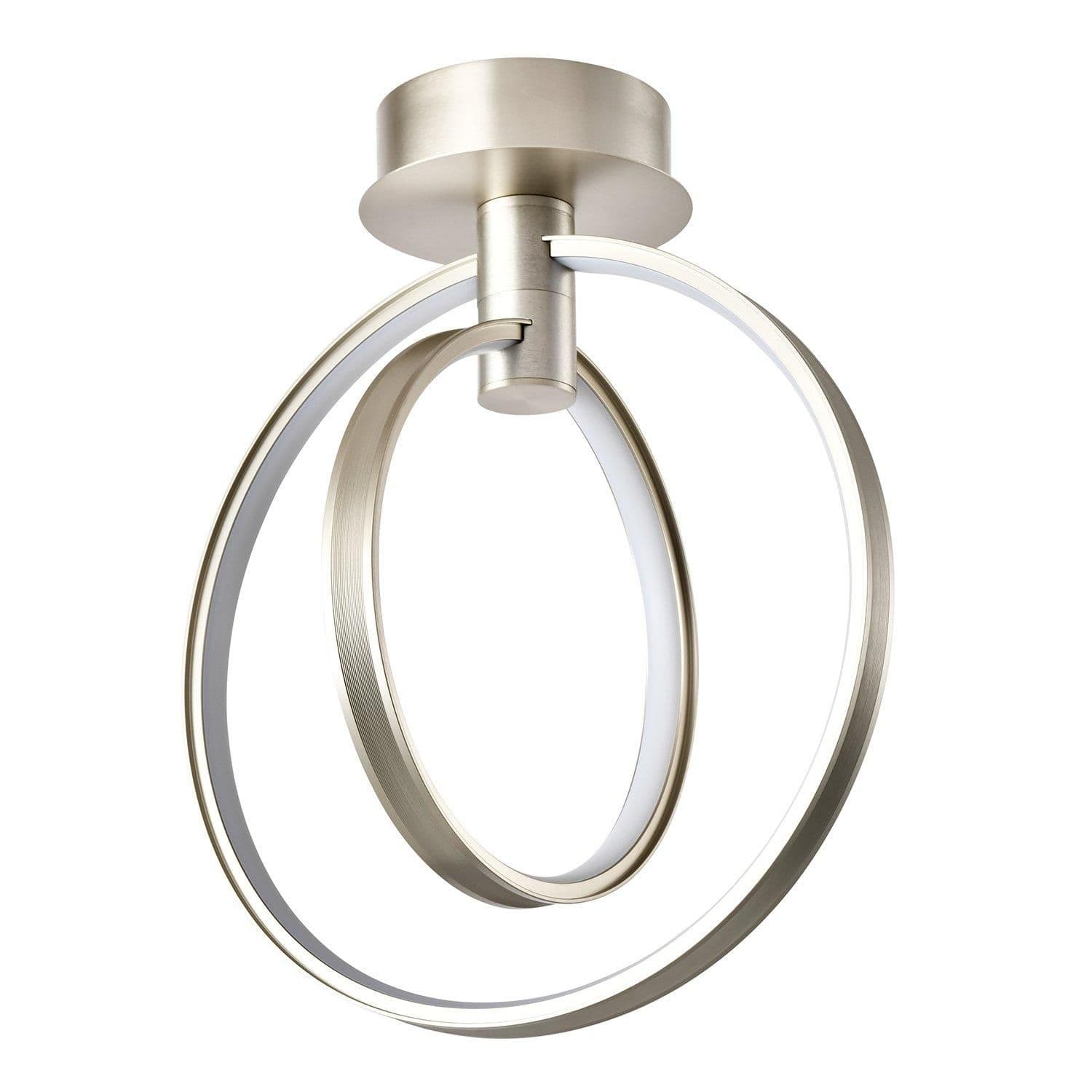 Modern Eye-Catching LED Ceiling Light in Brushed Nickel with Two Spherical Rings