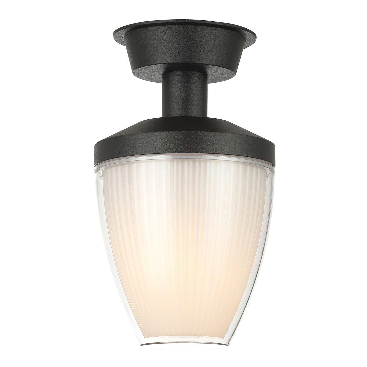 Sleek Modern Black Die Cast Metal Outdoor Porch Ceiling Light with PC Diffuser