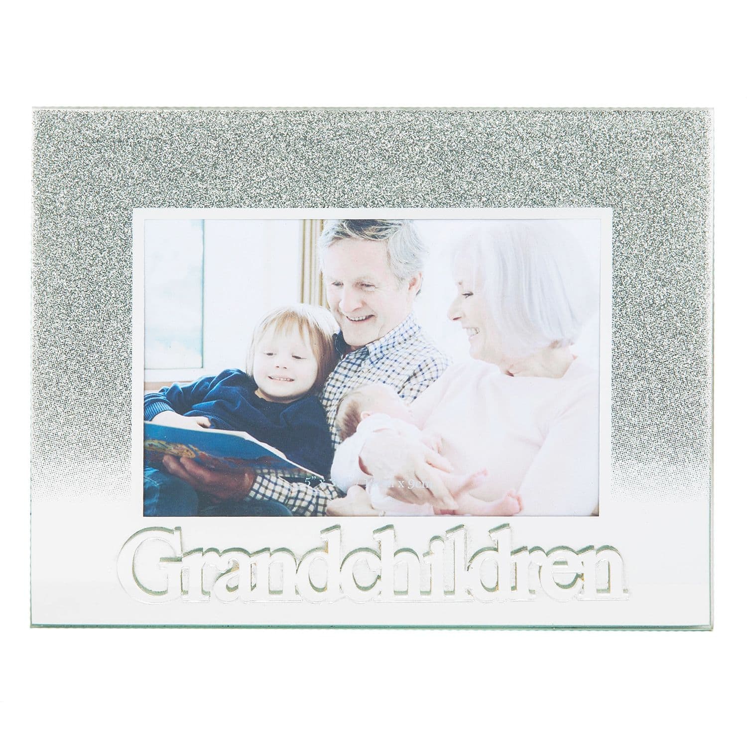 Silver Glitter Grandchildren Glass Picture Frame with Acrylic Letters - 5x3.5
