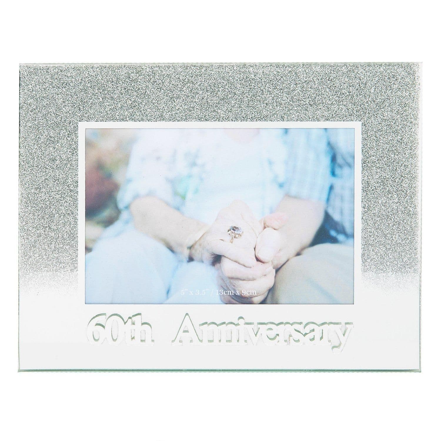 Silver Glitter 60th Anniversary Picture Frame with Acrylic Letters - 5 x 3.5