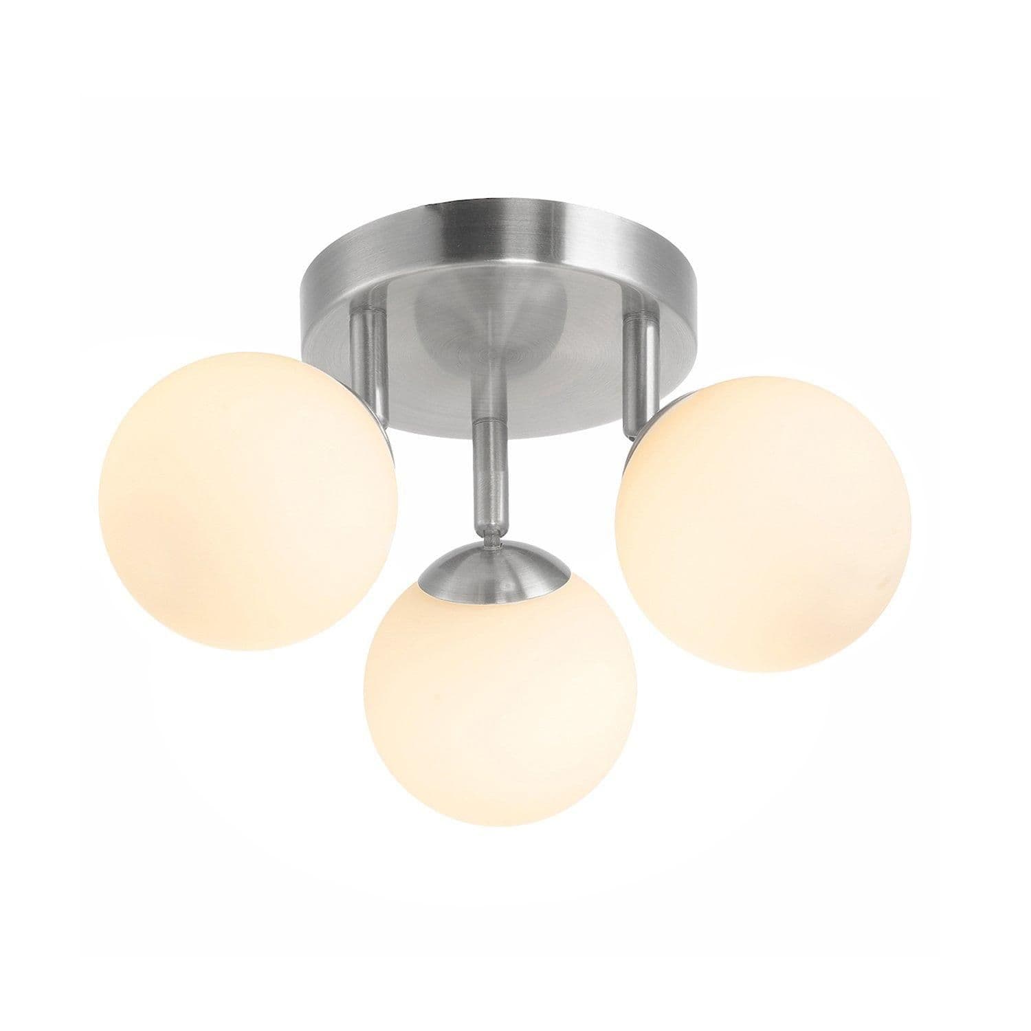 Modern Triple Opal Glass Globe IP44 Rated Bathroom Metal Ceiling Light