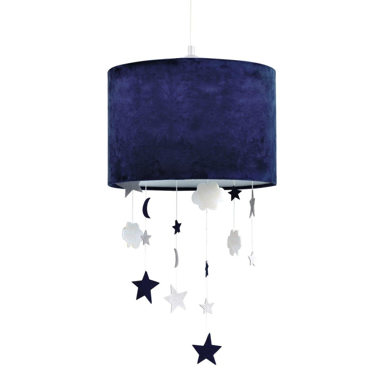 Soft Velvet Pendant Lamp Shade with Hanging Felt Stars and Clouds