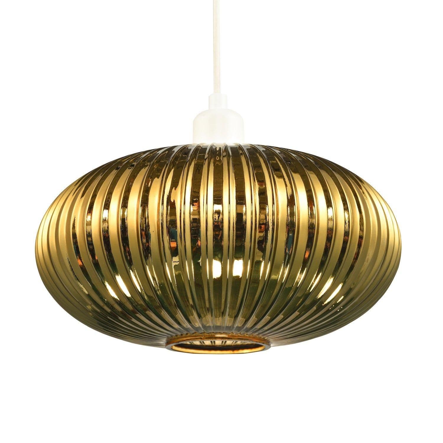 Modern Designer Line Ribbed Glass Oval Pendant Lamp Shade