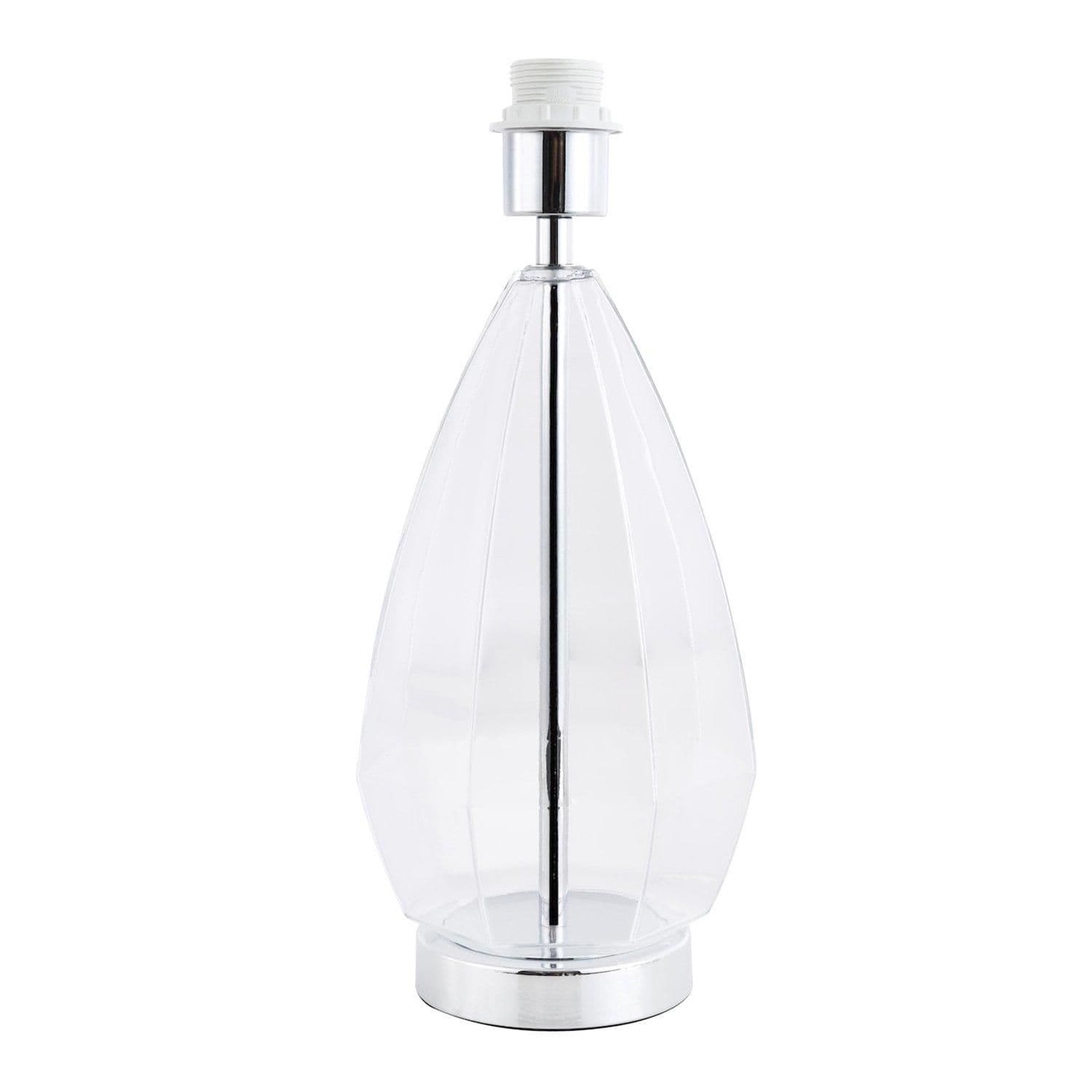 Transparent Glass and Polished Chrome Table Lamp Base with Inline Cable Switch