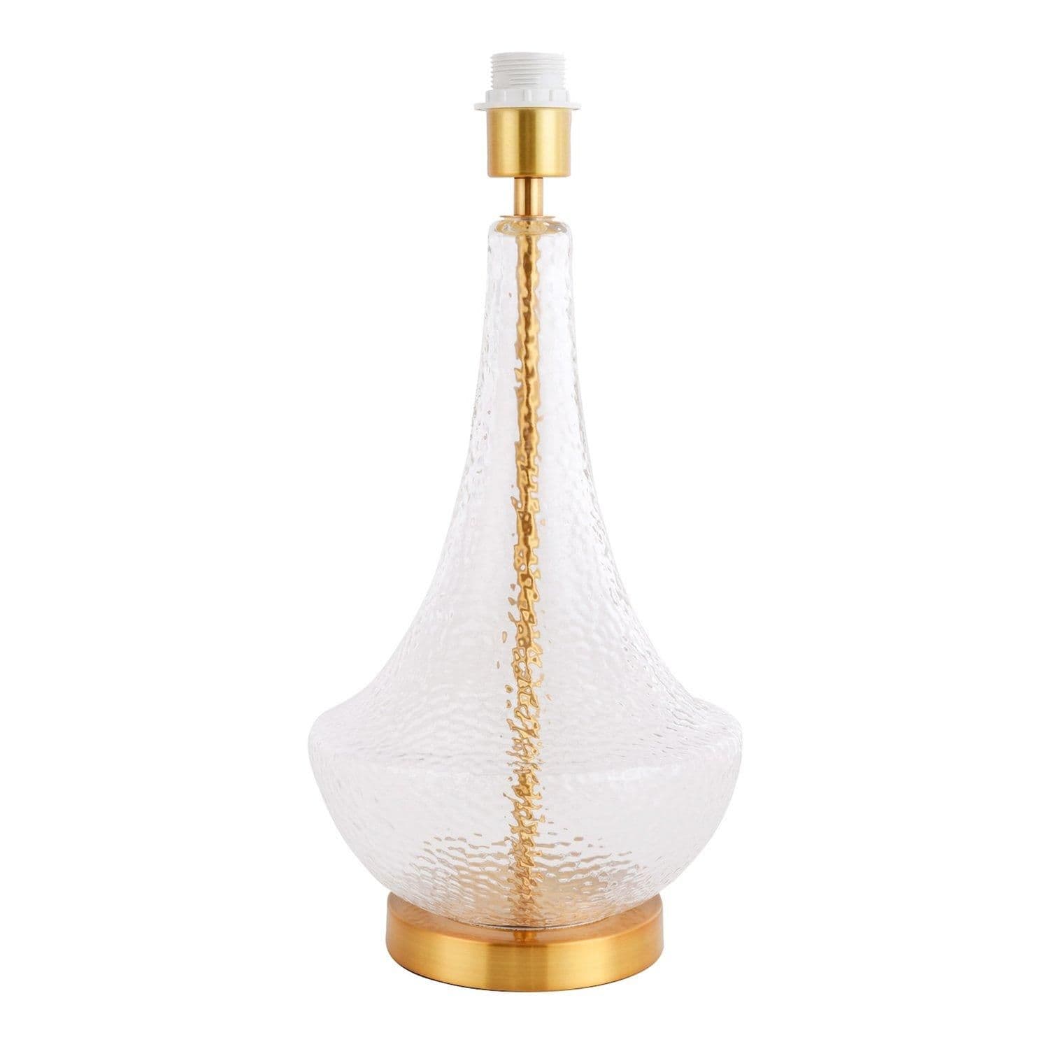 Designer Hammered and Dimpled Glass Table Lamp Base with Brushed Gold Metal