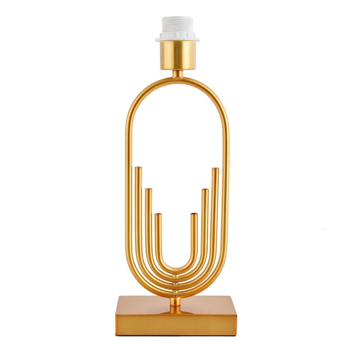 Contemporary Oval Satin Gold Table Lamp Base with Inner Half Oval Pipes Design