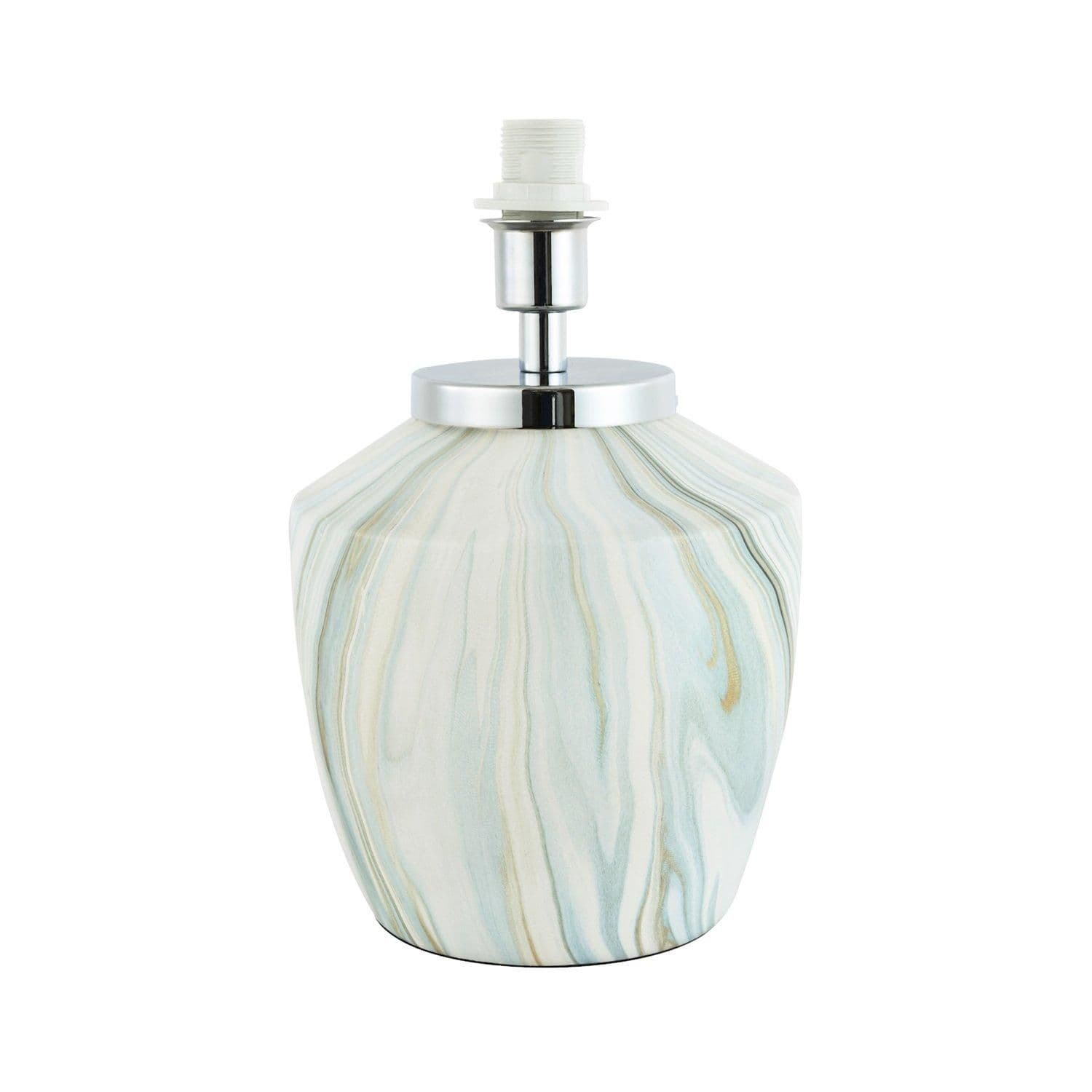 Modern Marble Effect Ceramic Table Lamp Base with White Duck Egg and Gold Swirl