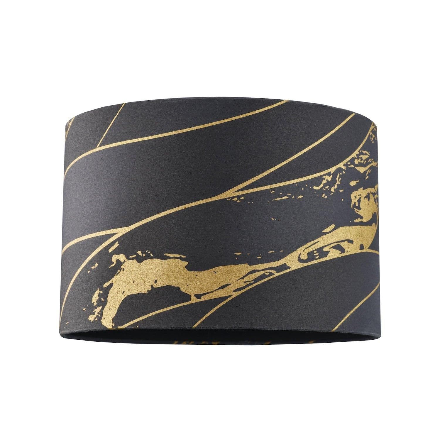 Designer Black Cotton Fabric Lamp Shade with Gold Foil Lines and Waves Decor