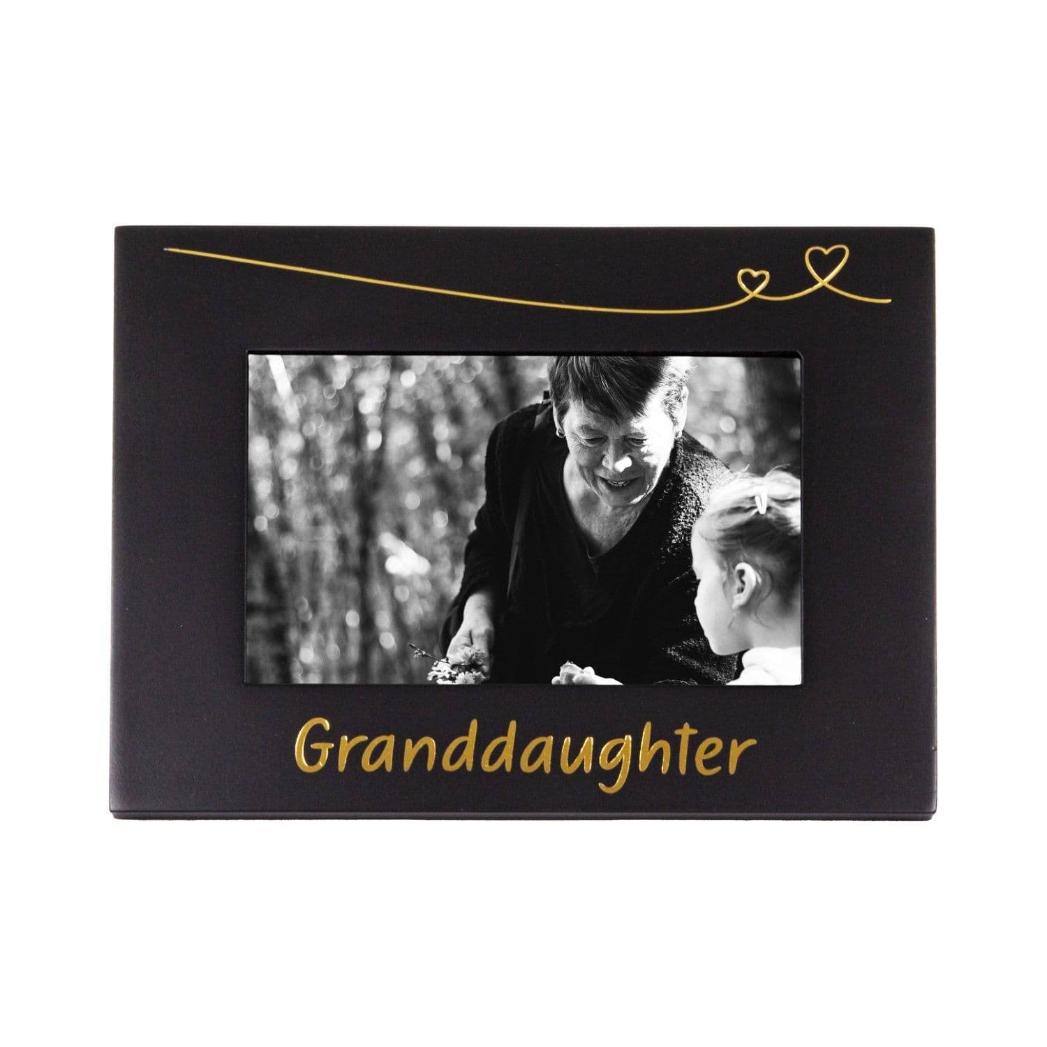 Cute and Modern Granddaughter 4 x 6 Black Picture Frame with Gold Foil Decor