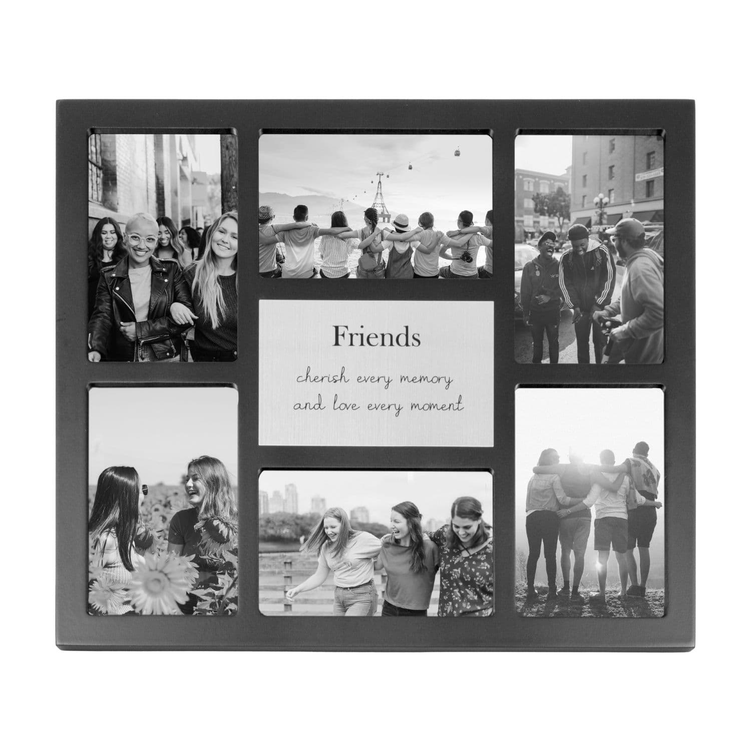 Modern Black Multi Collage Picture Friends with Family Wording and Cute Phrase