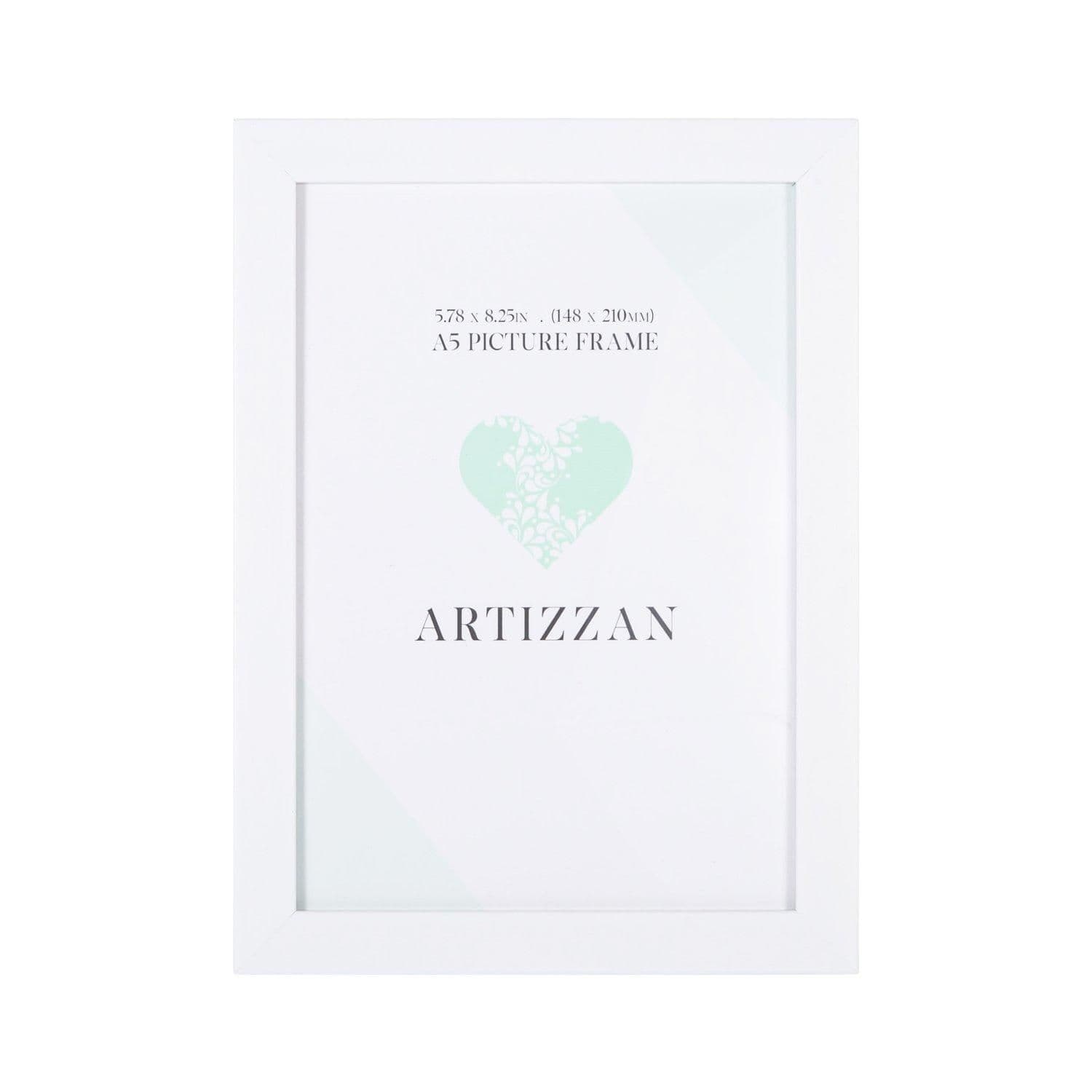 Contemporary Mat White Wood Effect A5 Rectangular Frame for Wall or Table