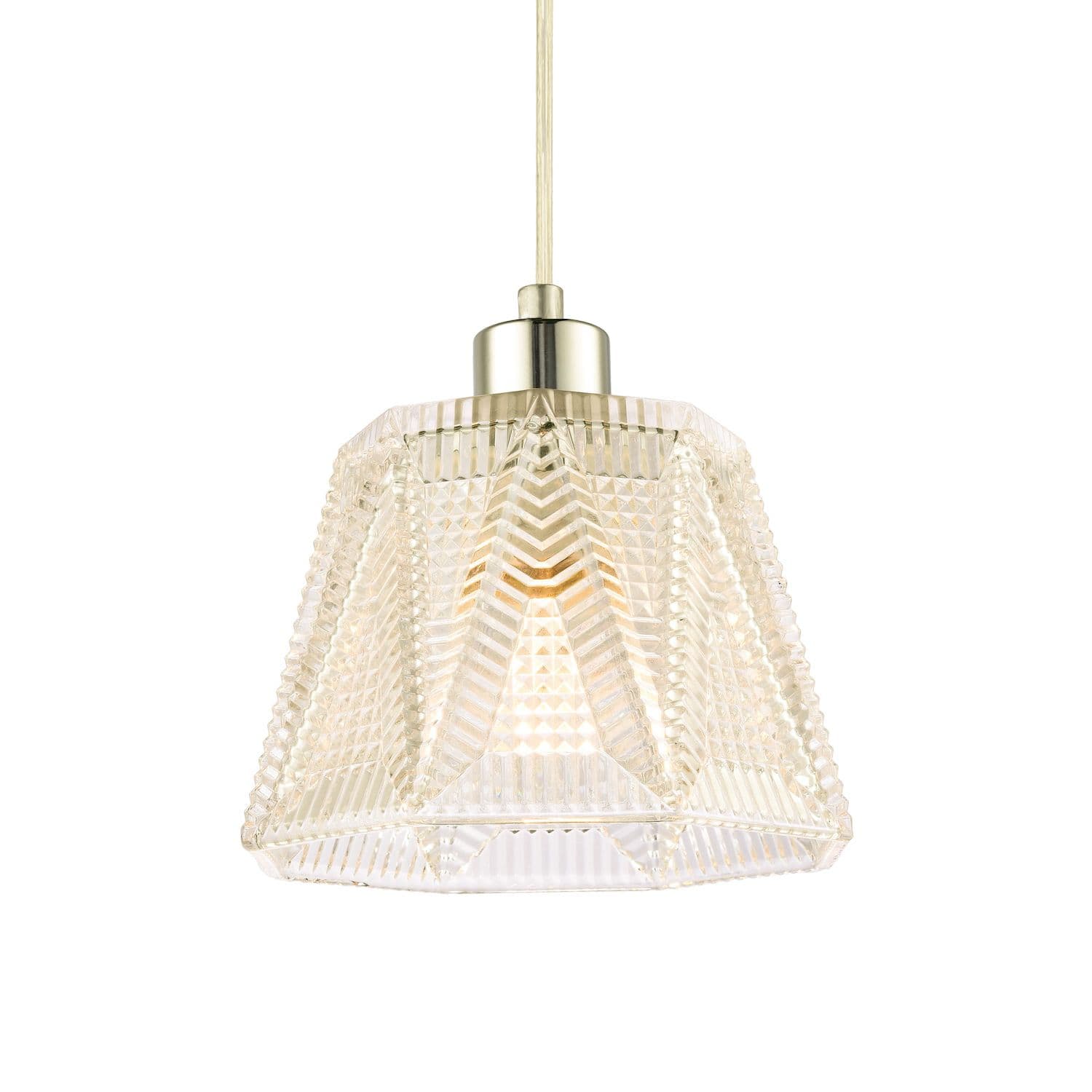 Traditional Thick Clear Glass Hexagonal Pendant Lamp Shade with Diamond Shapes
