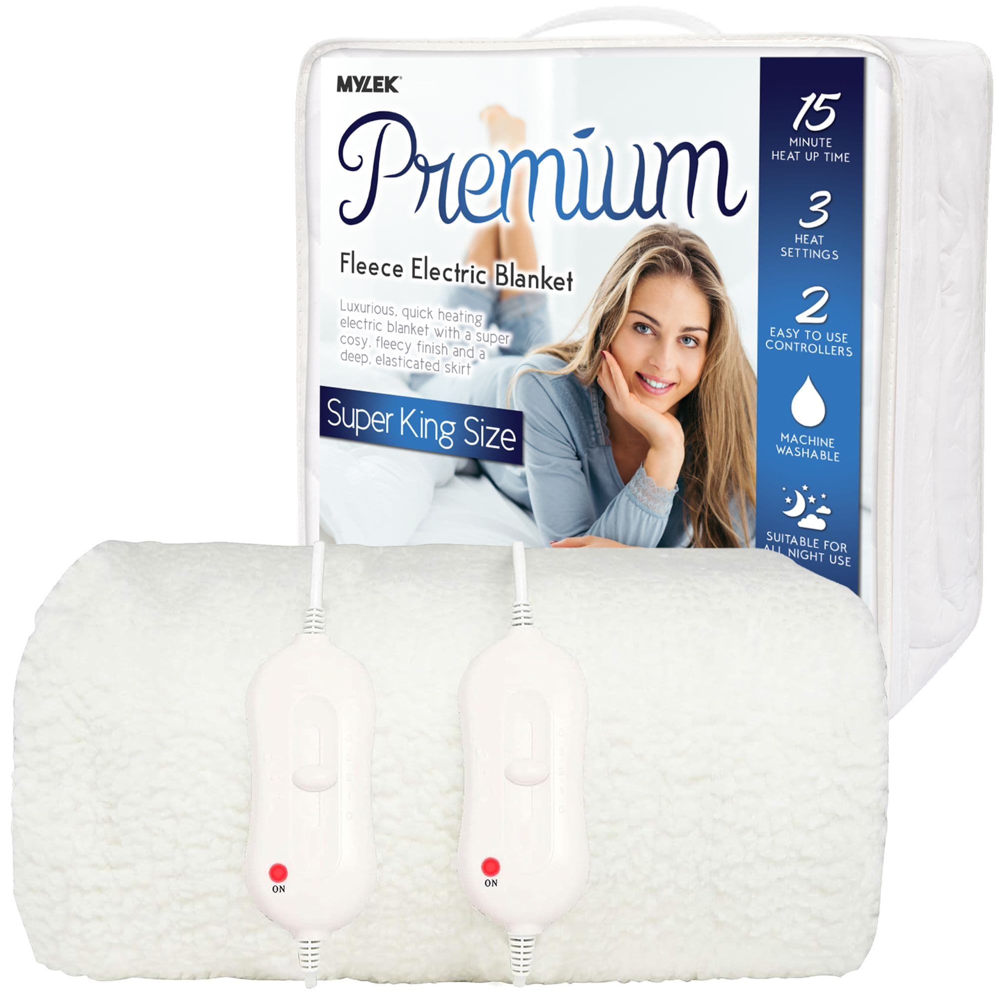 Electric Blanket Super King Bed Size Fleece Heated Fitted Bed Cover