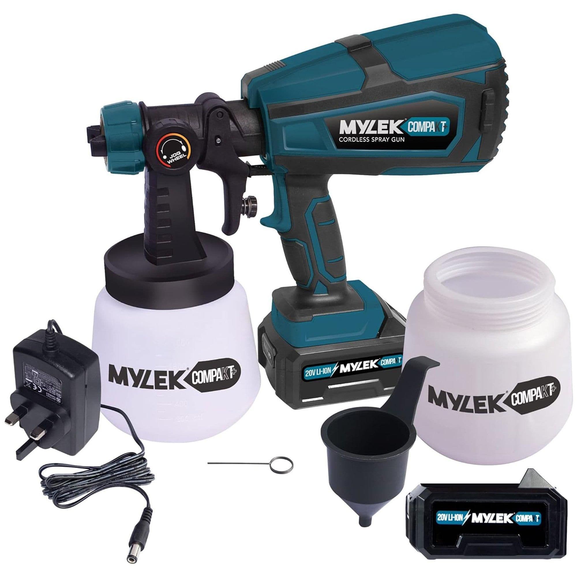 Cordless Paint Sprayer Gun Kit 2 Cups 2 x Li-Ion 20V Battery & Charger