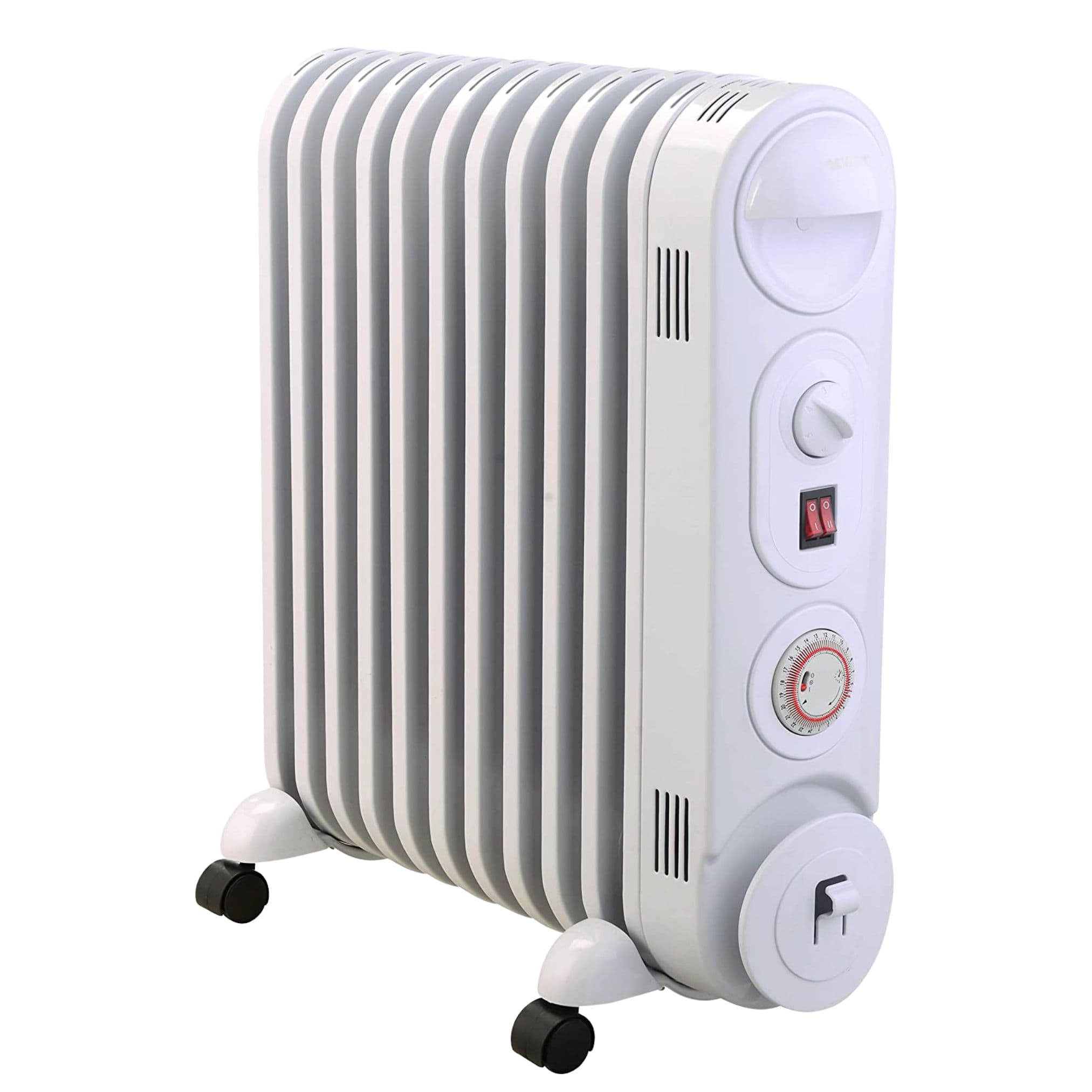 White Electric Oil Filled Radiator Thermostat & 24 Hour Timer 2.5kW