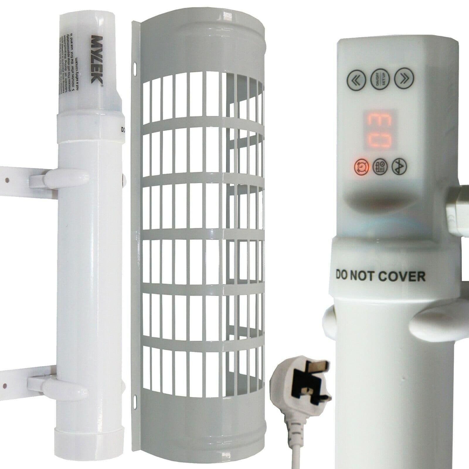 Digital Tubular Heater 60W 34cm Built in Timer, Brackets & Cage IP44