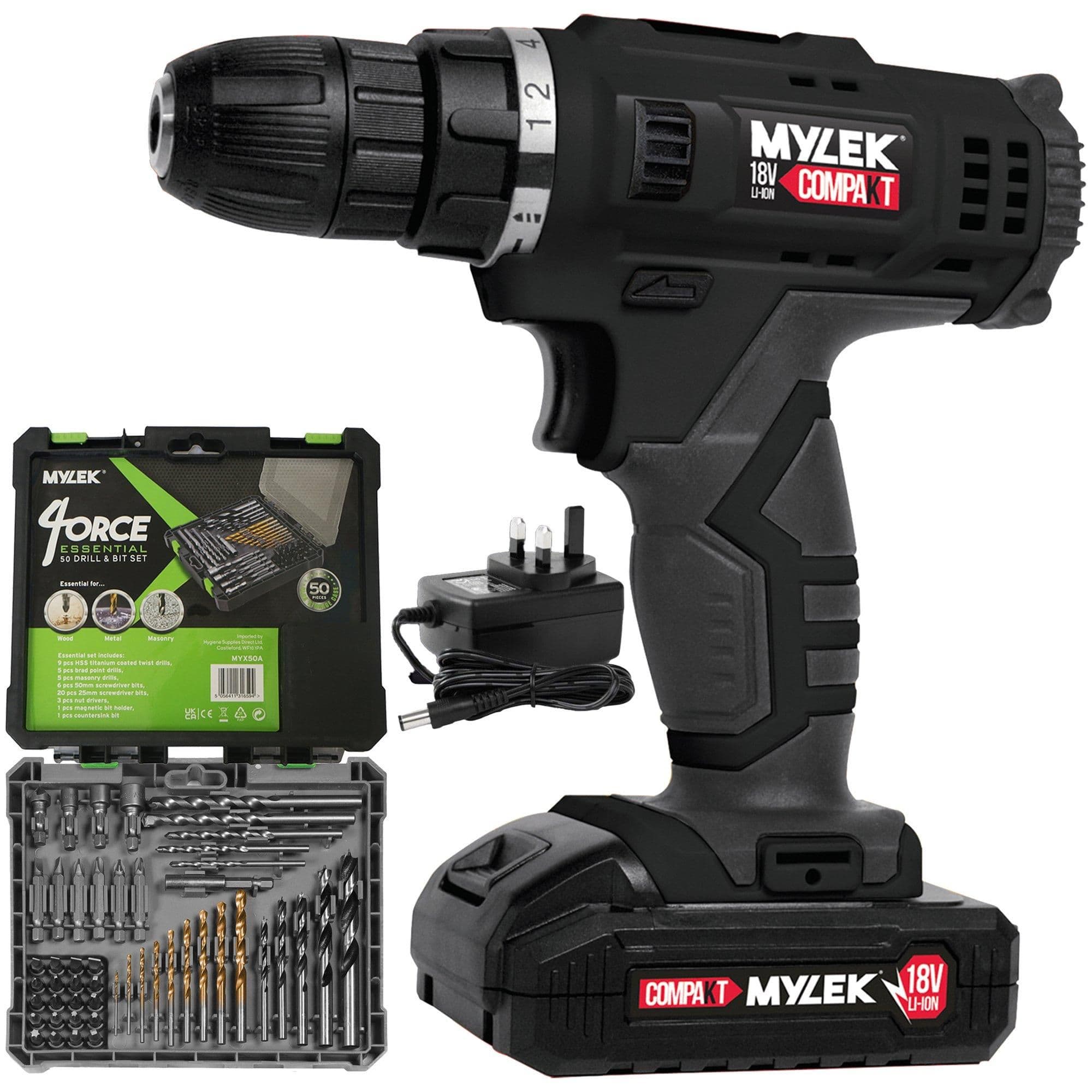 Cordless Drill MYW09 with 50 Piece Accessory Kit