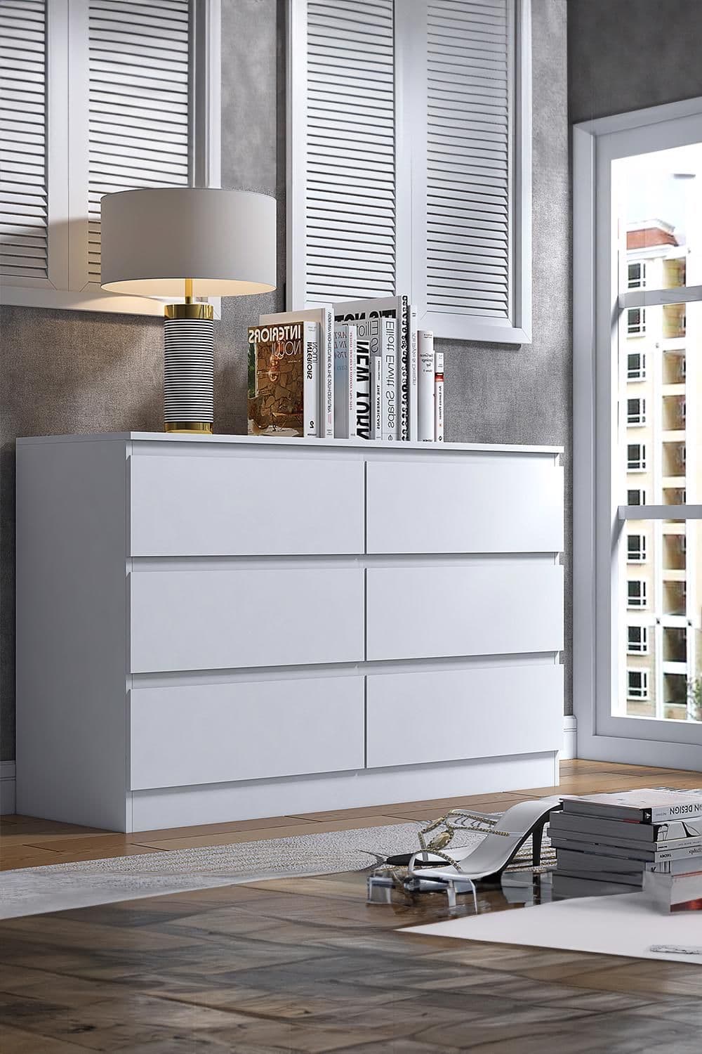 Large 6 Deep Drawer Matt Chest Drawers