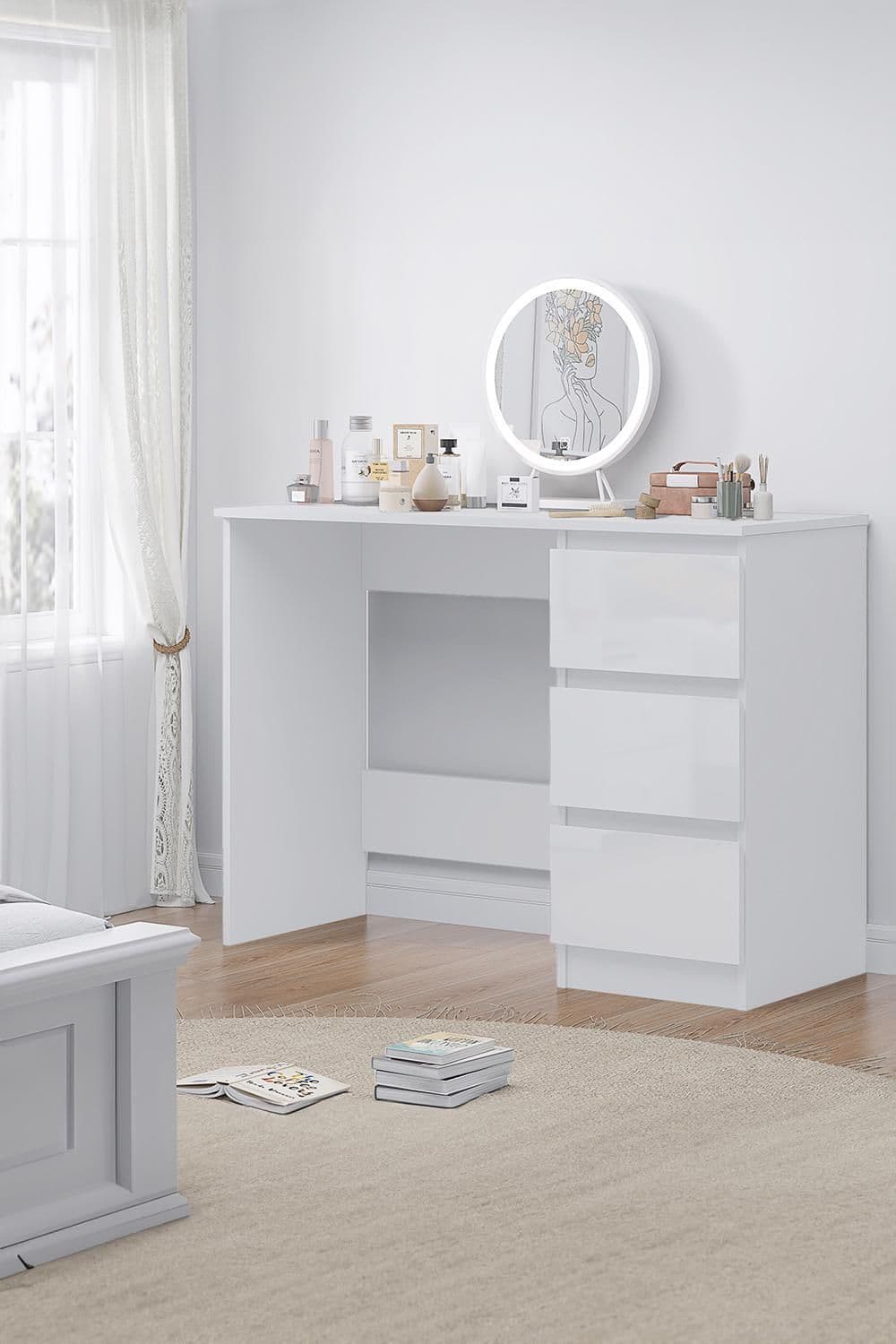 High Gloss Dressing Table Desk 3 Large Drawers
