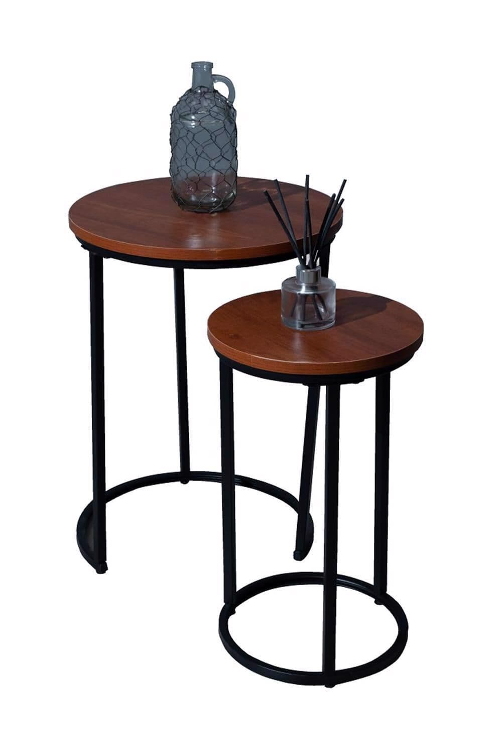 Industrial Inspired Walnut Effect Nest 2 Tables