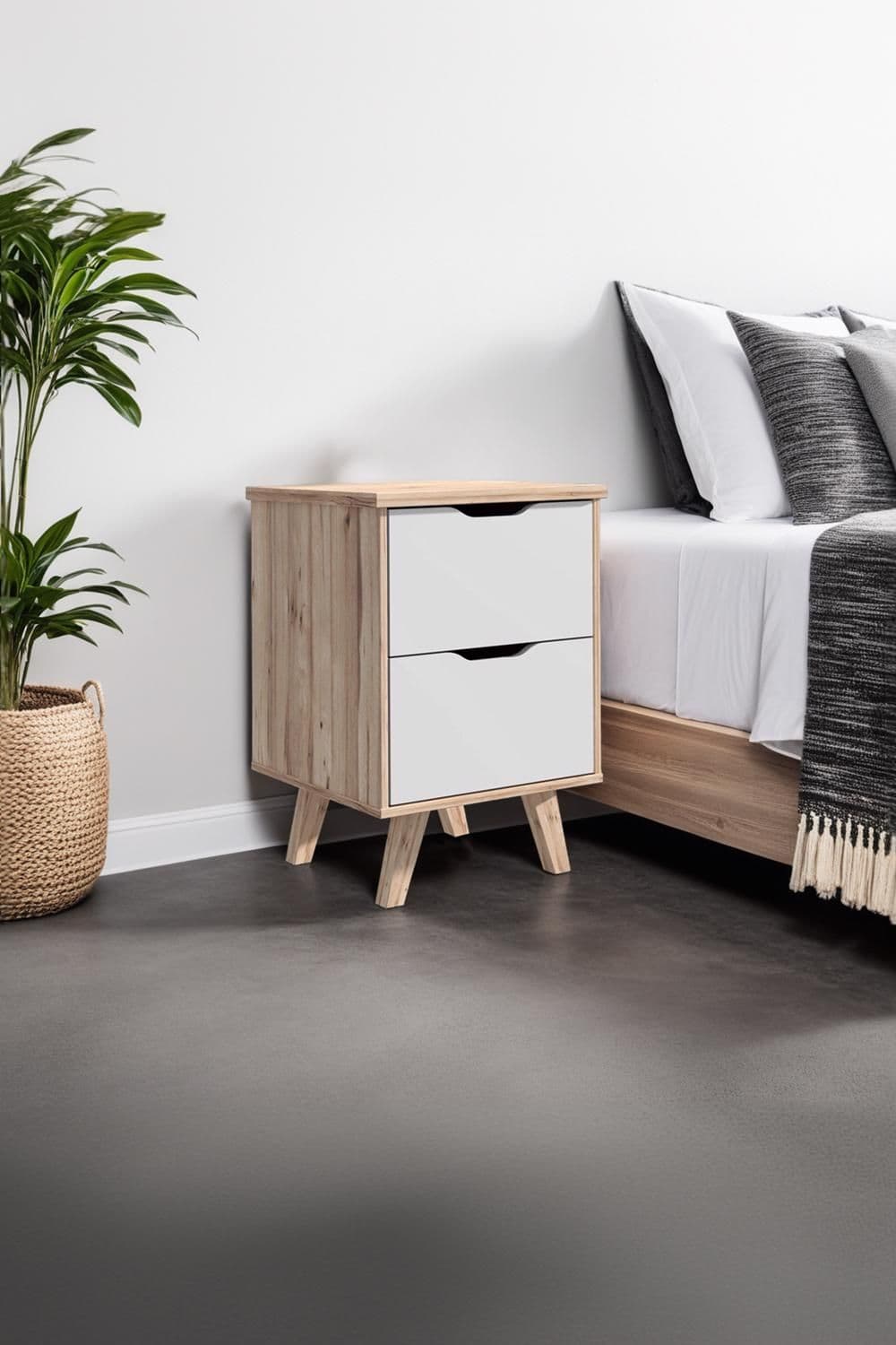 & Oak Bedside Table Nightstand