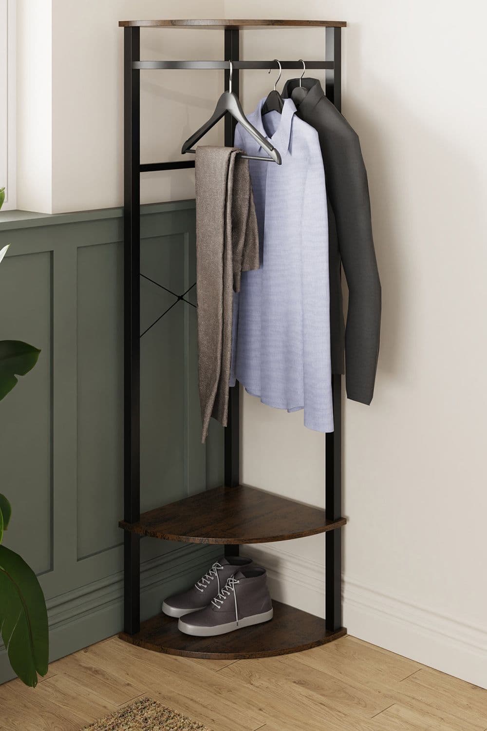 Walnut Effect 3 Tier Corner Shelving Unit