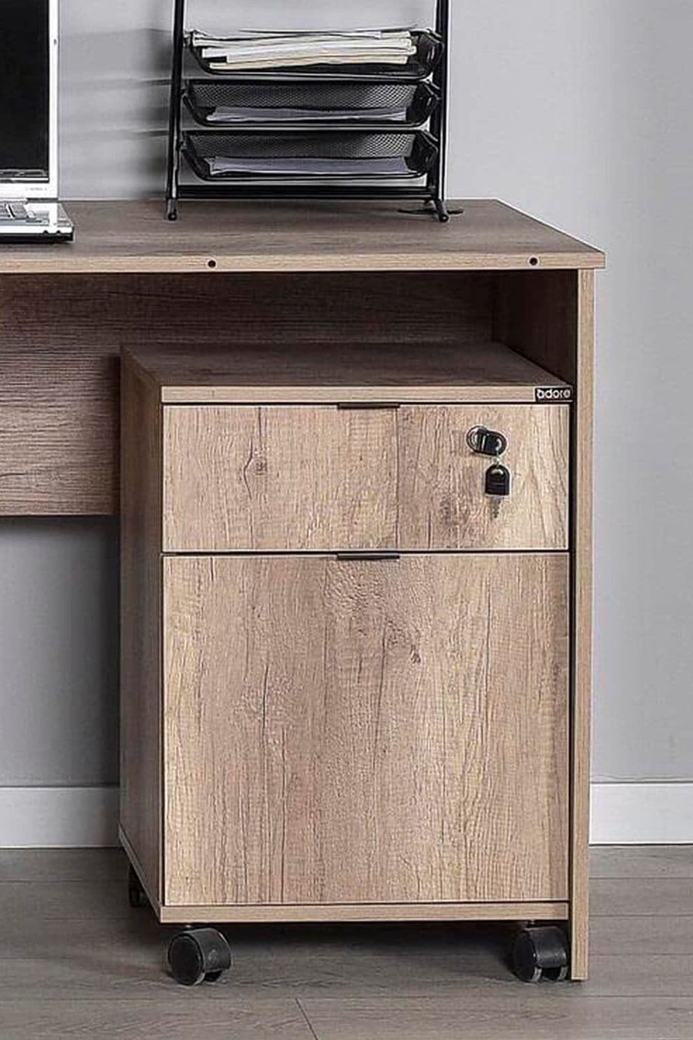 Home Office Lockable Storage Pedestal Oak