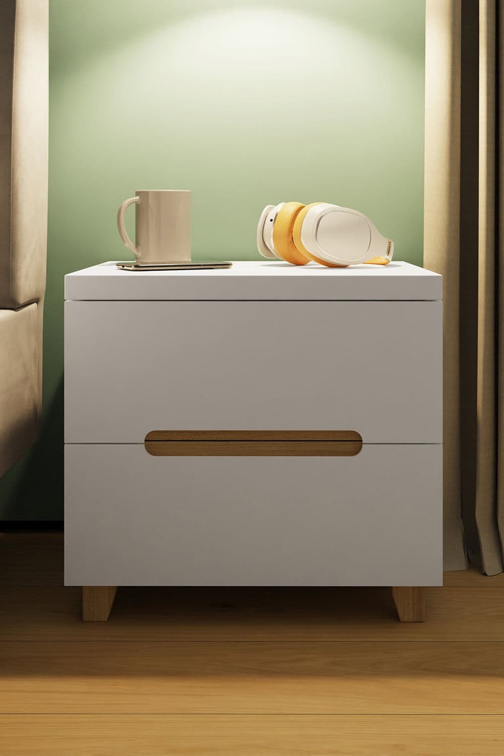 Veloce 2 Drawer Gloss Bedside Fast Click Assembly
