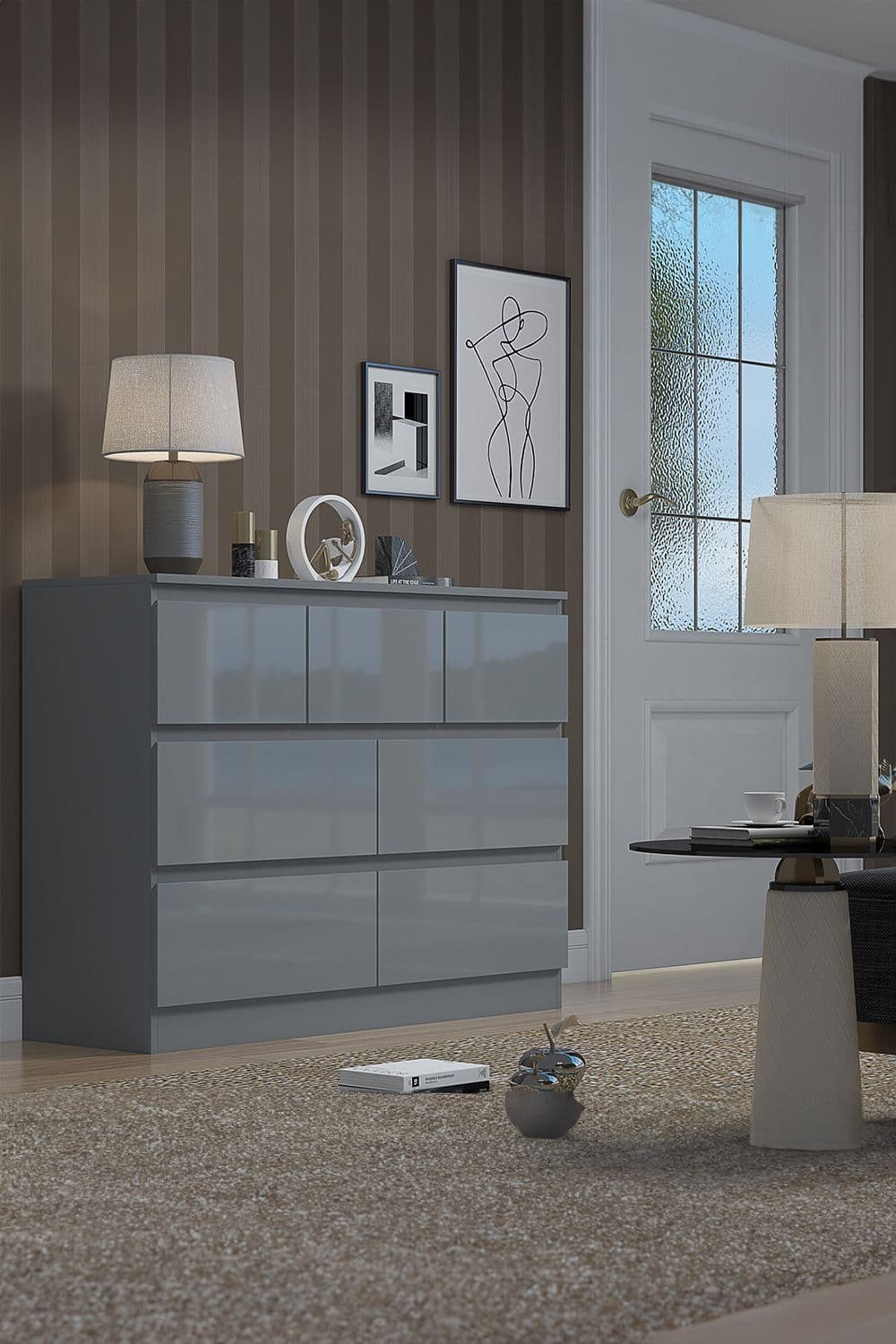 Stora 7 Drawer Merchant Chest High Gloss Chest Drawers