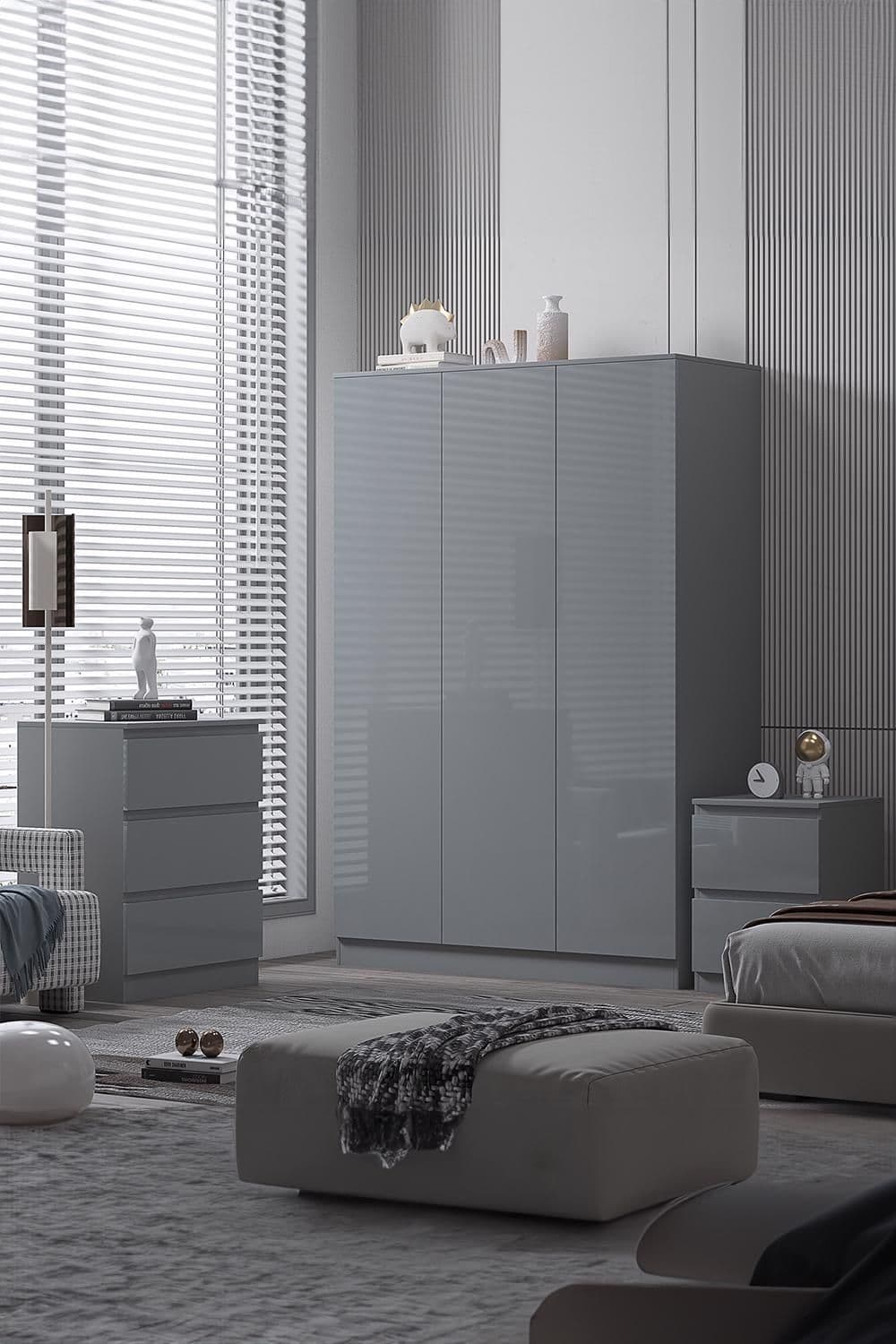 Stora 3 Door Triple Wardrobe Large High Gloss