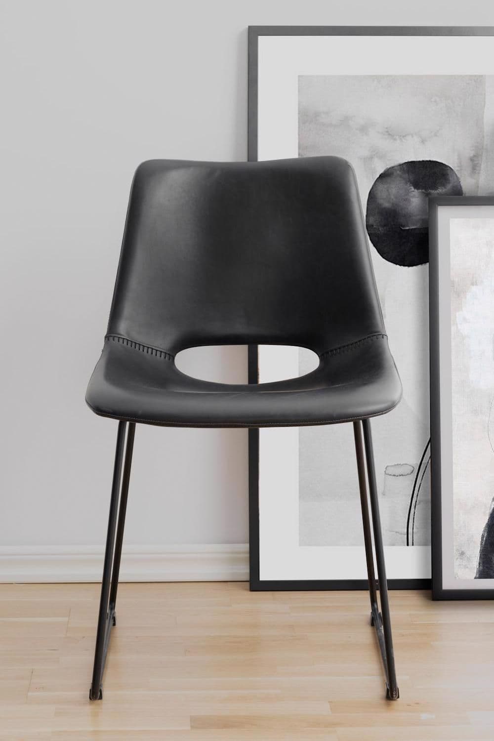 Pair Faux Leather Dining Chairs Metal Frame Legs
