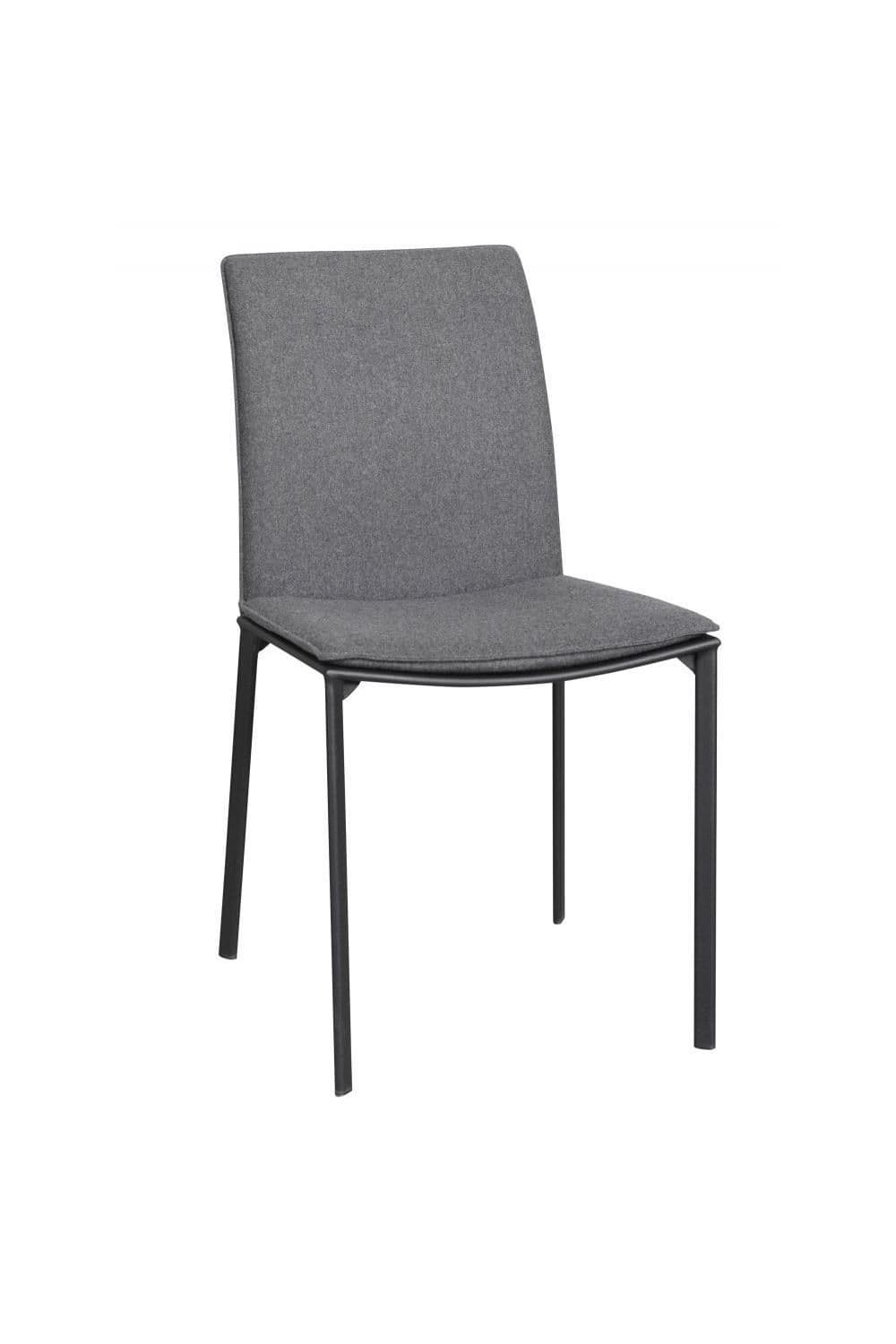 Pair Charcoal Fabric Dining Chairs Metal Legs