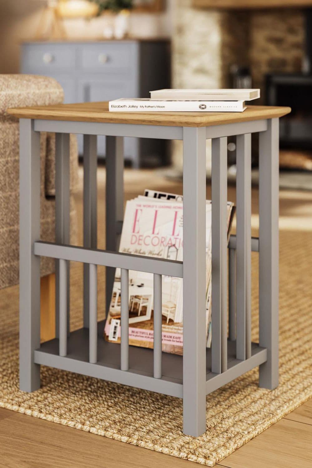 Solid Oak Magazine Rack Table Ready Assembled