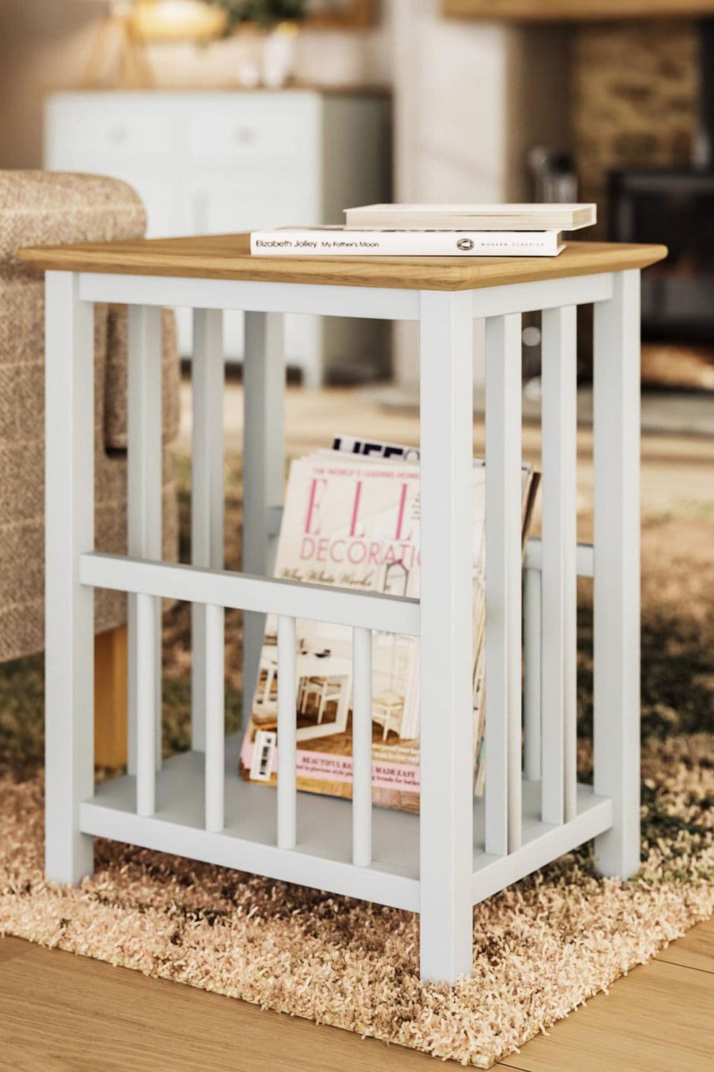 Solid Oak Magazine Rack Table Linen Ready Assembled