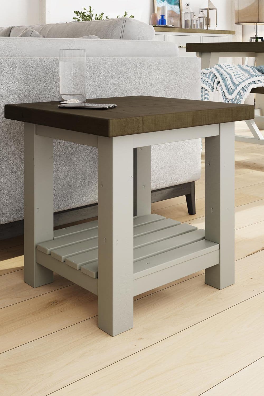 Handmade Solid Reclaimed Truffle Pine Lamp Side Table