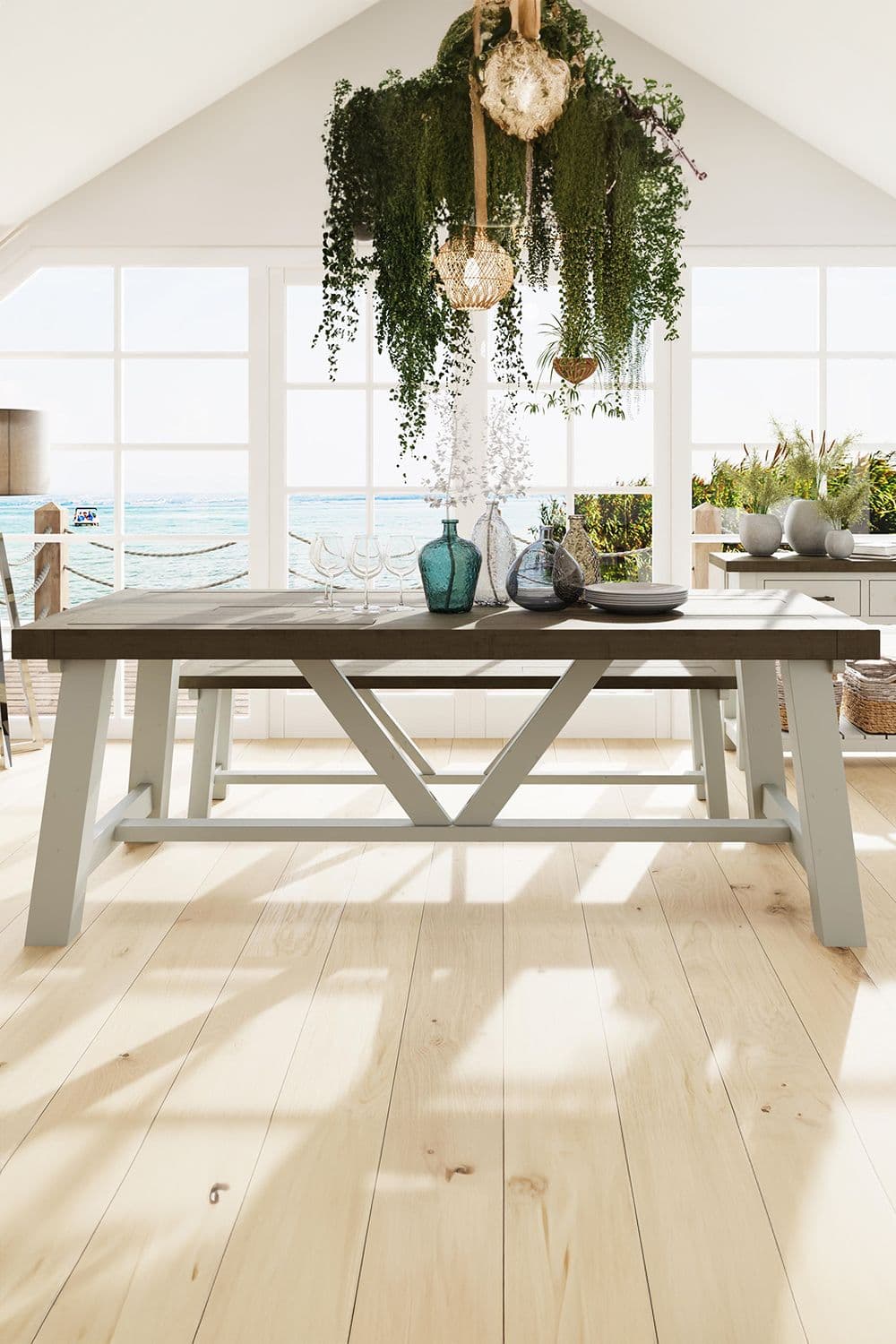 2M Handmade Solid Reclaimed Truffle Pine Large Dining Table