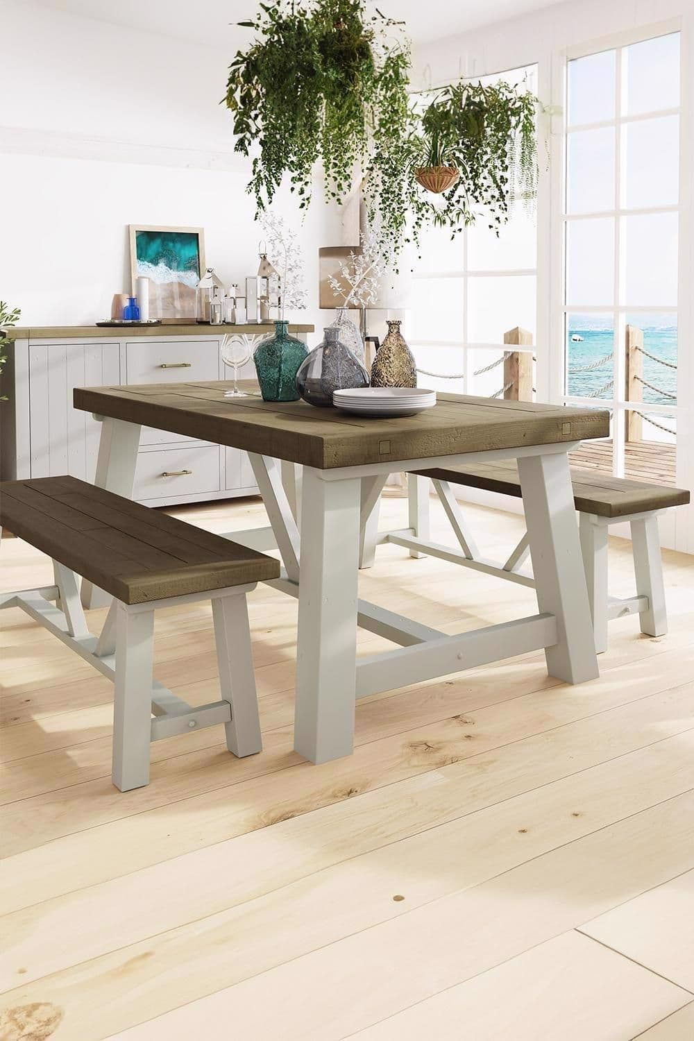 1.6m Handmade Fixed Solid Reclaimed Truffle Pine Dining Table