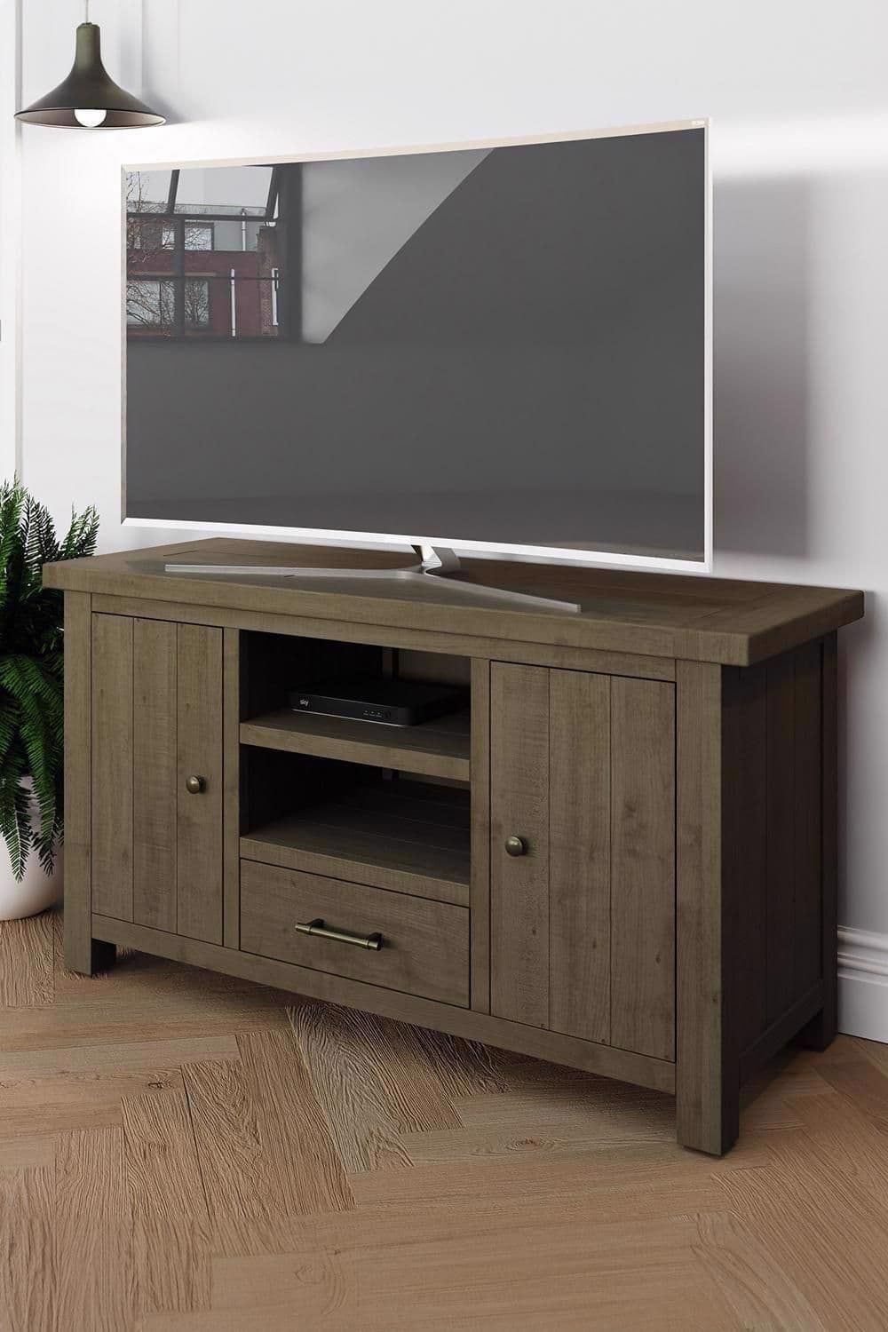 2 Door 2 Drawer Large TV Unit Solid Reclaimed Pine
