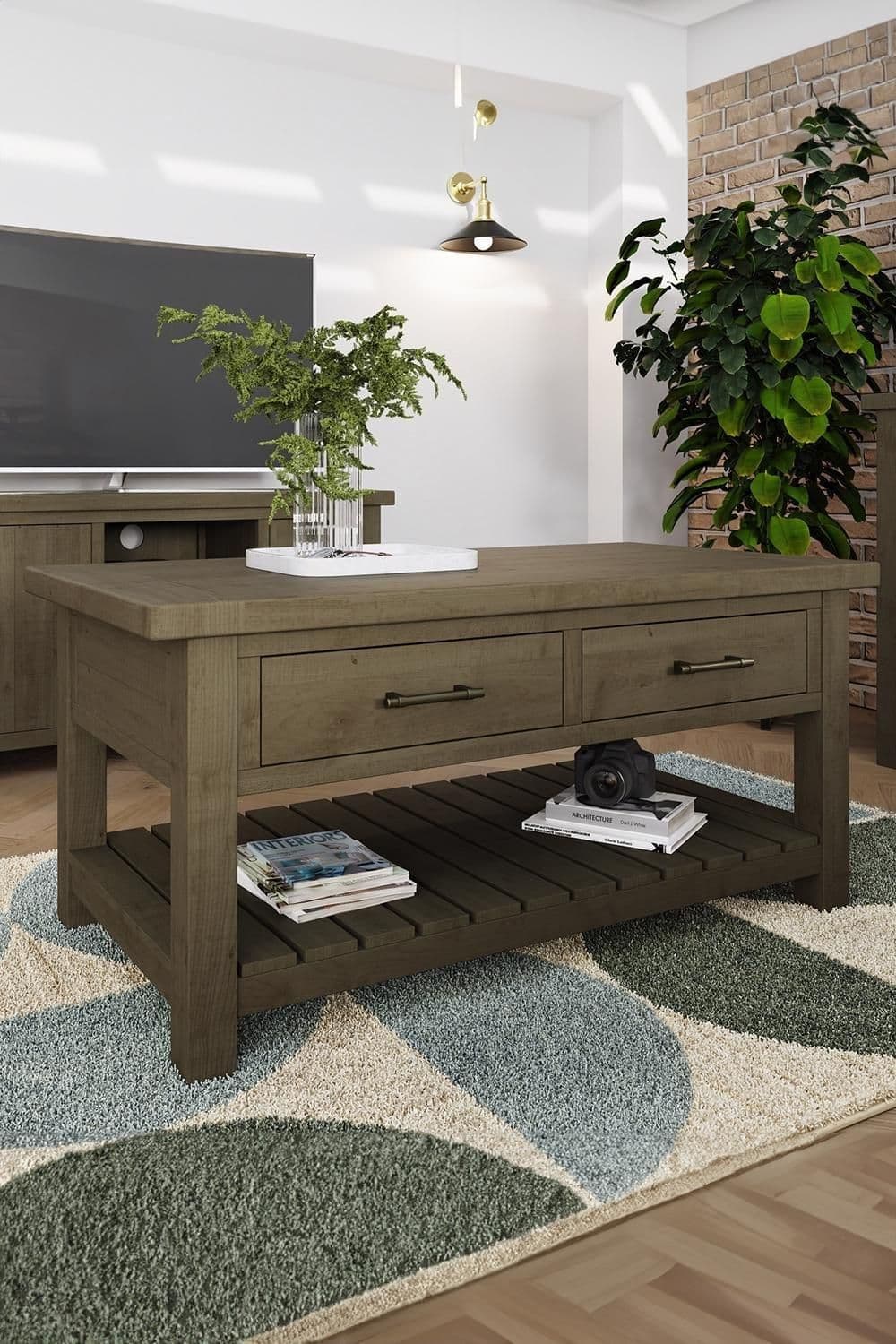2 Drawer Solid Reclaimed Pine Coffee Table
