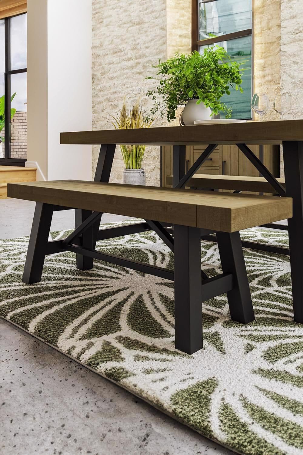 Handmade Driftwood Lacquered Solid Pine Dining Bench