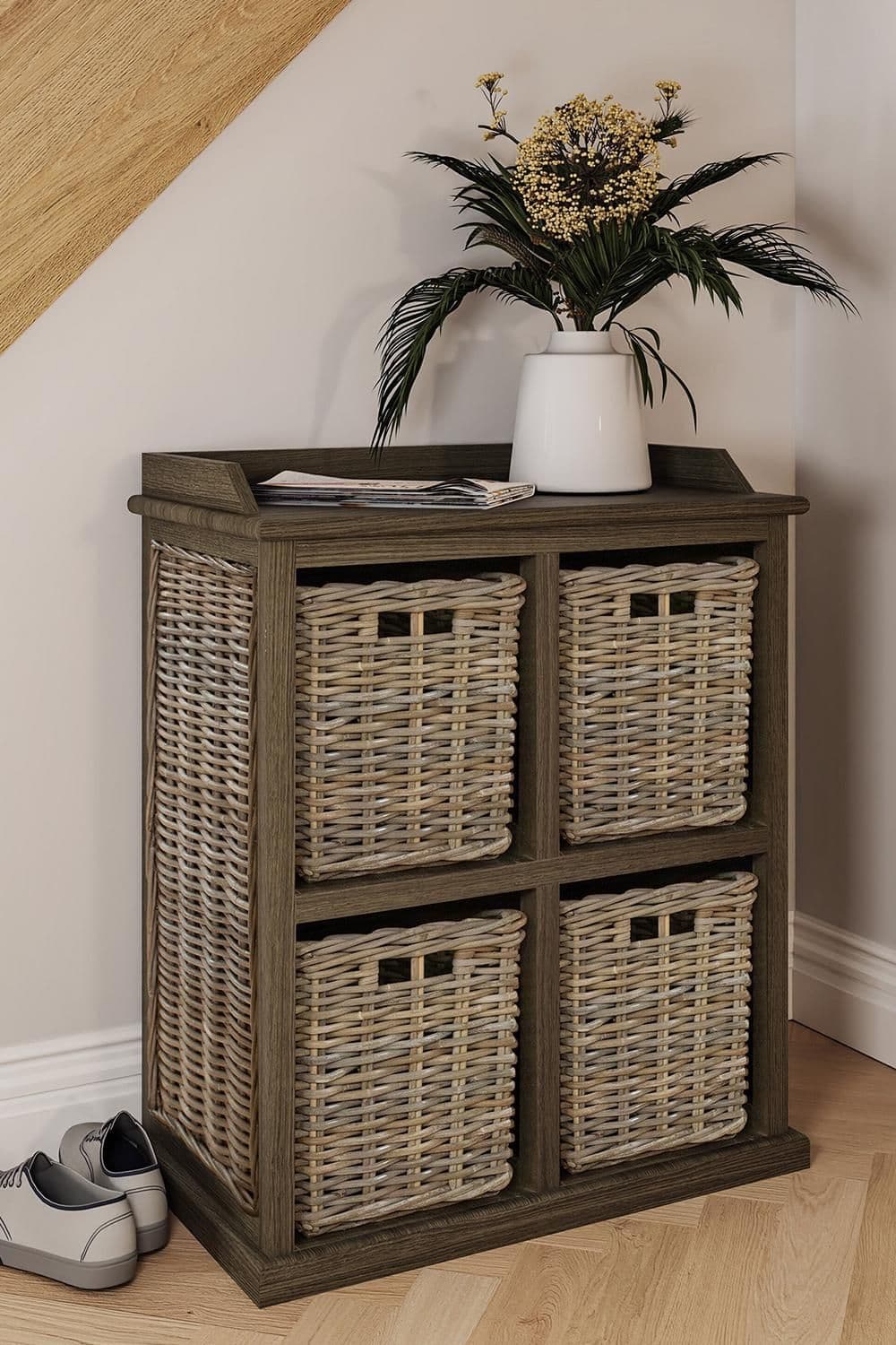 4 Drawer Storage Unit Kubu Rattan Solid Mahogany Ready Assembled Handmade