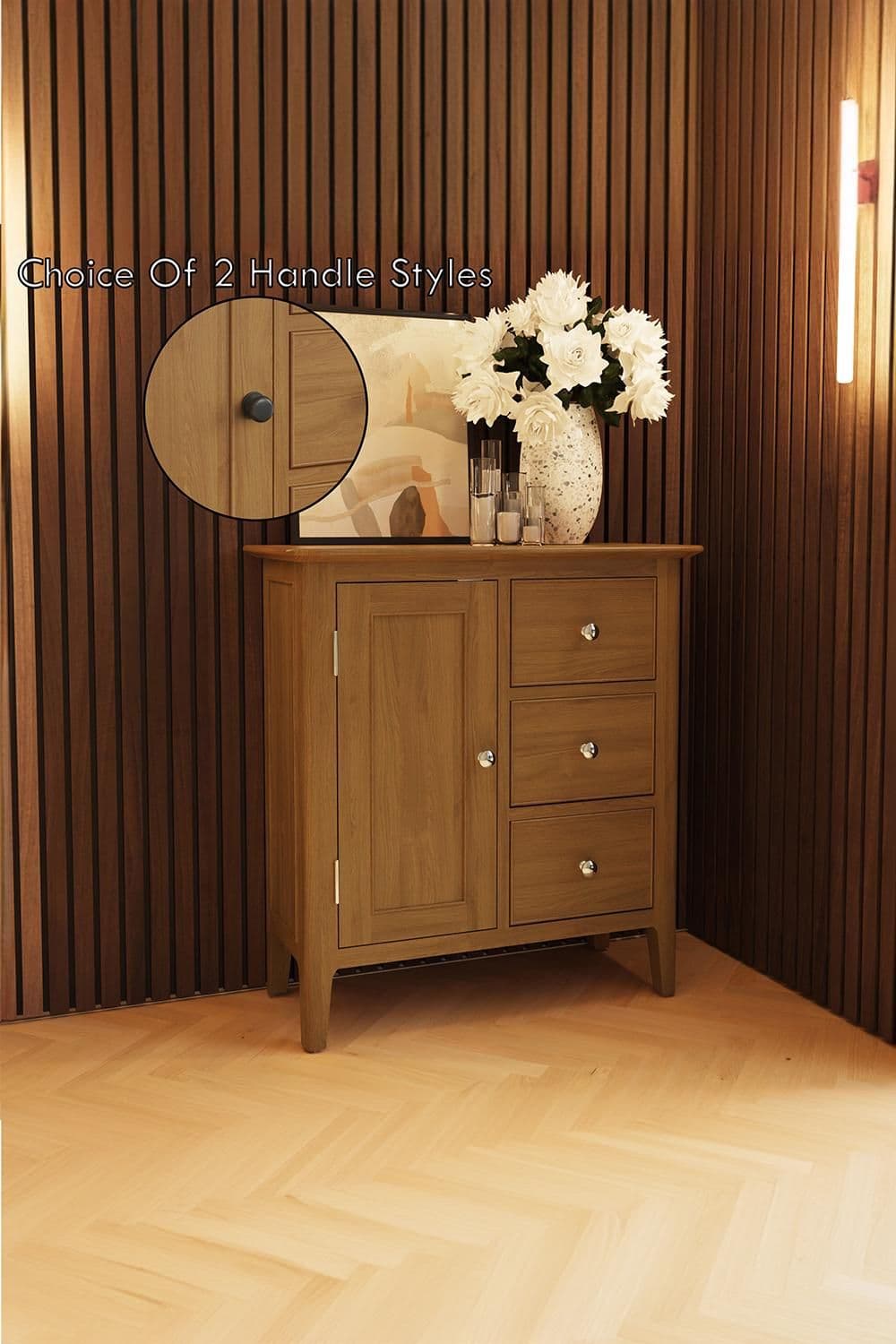 3 Drawer 1 Door Oak Storage Unit Ready Assembled