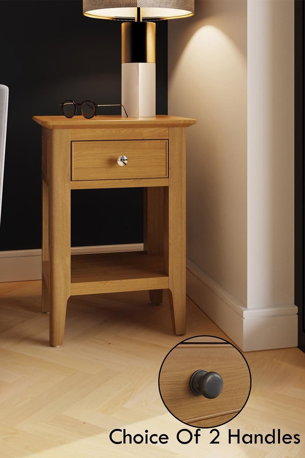 1 Drawer Oak Side Lamp Table
