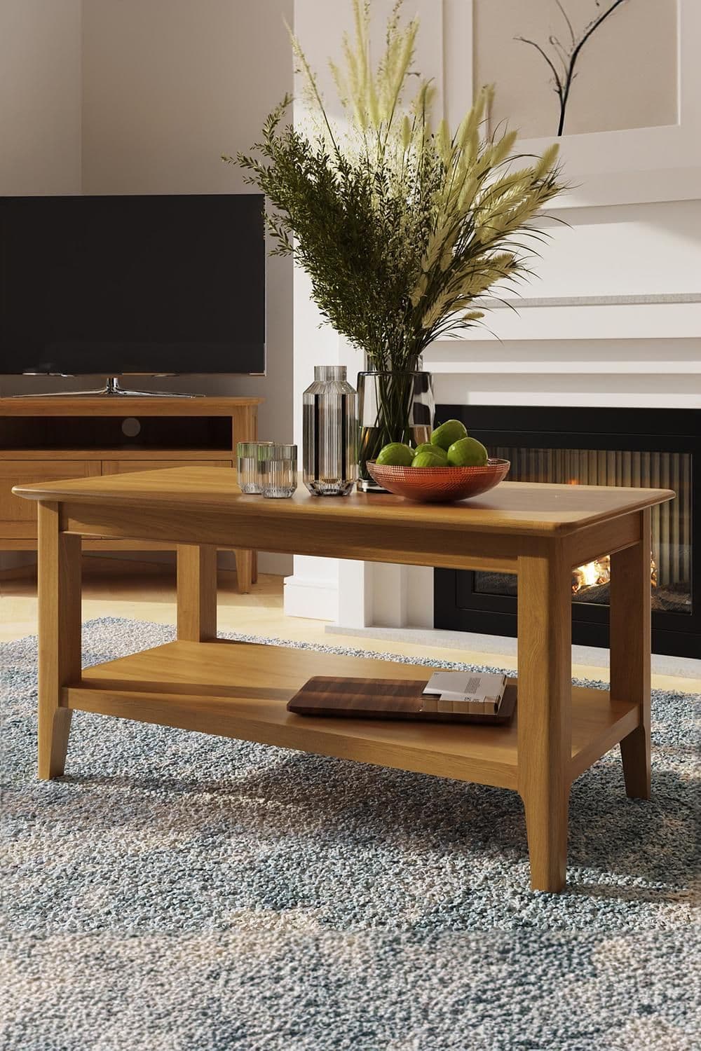 Large 2 Tier Oak Coffee Table