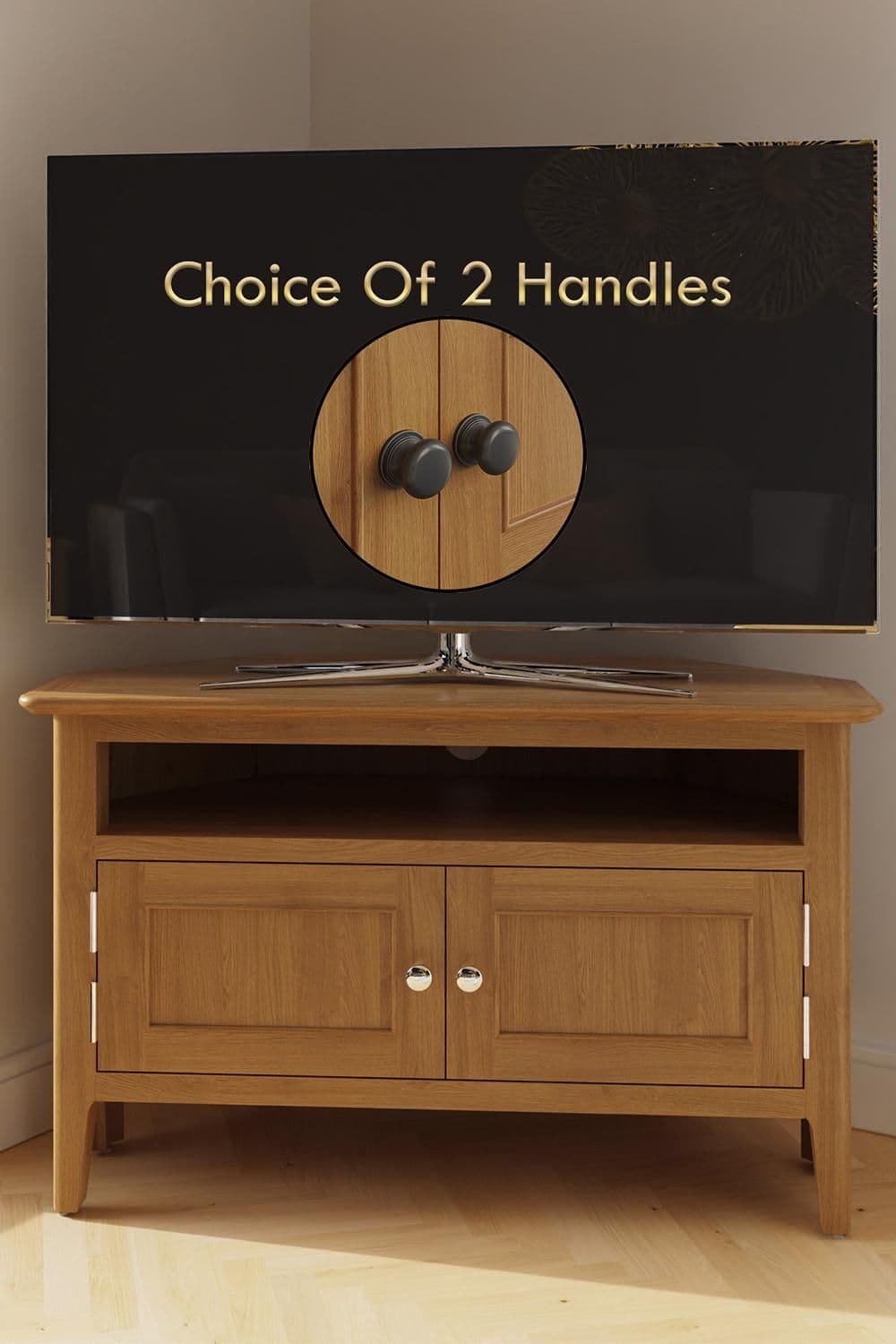 2 Door Corner TV Unit Oak Ready Assembled