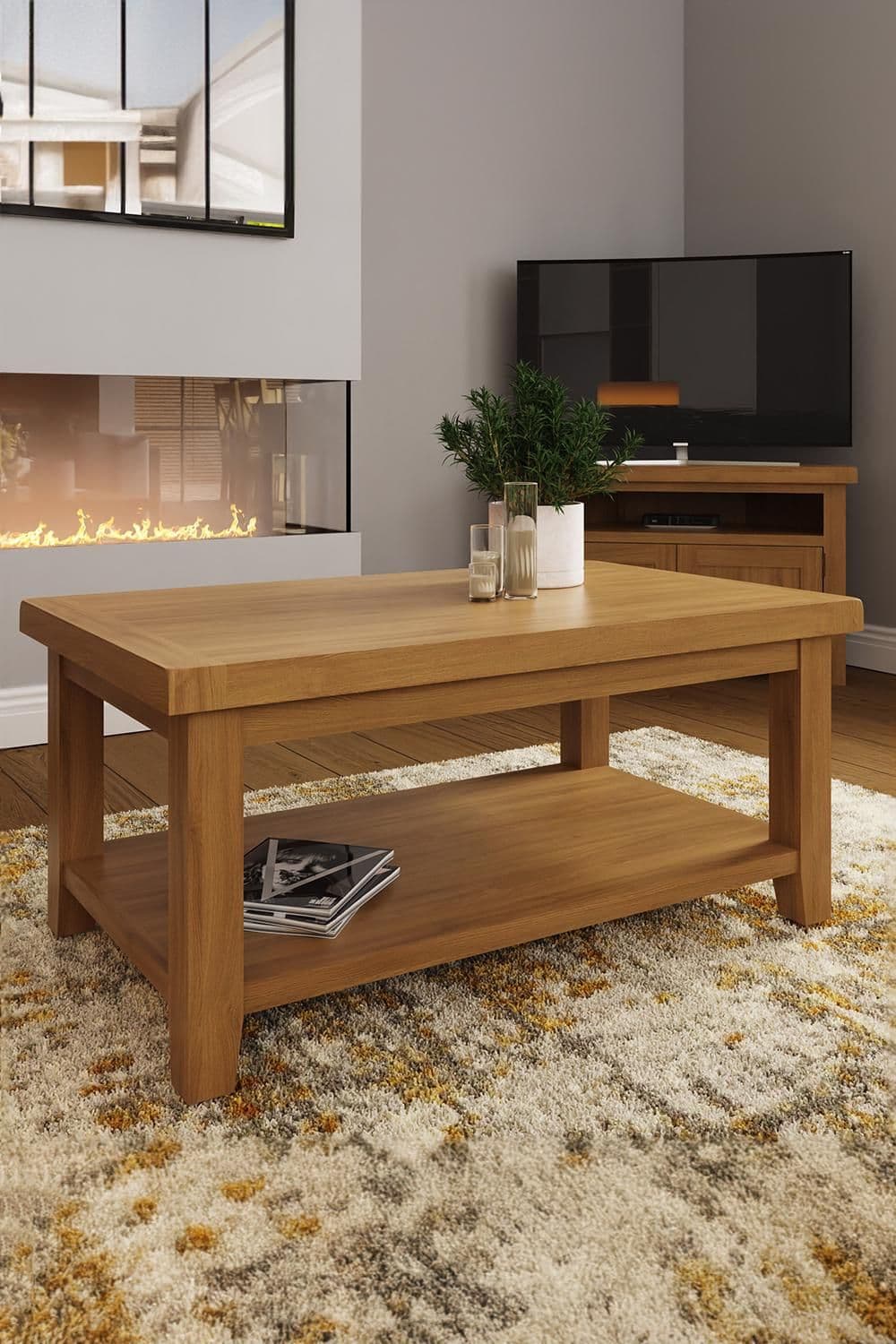 2 Tier Coffee Table Solid Oak