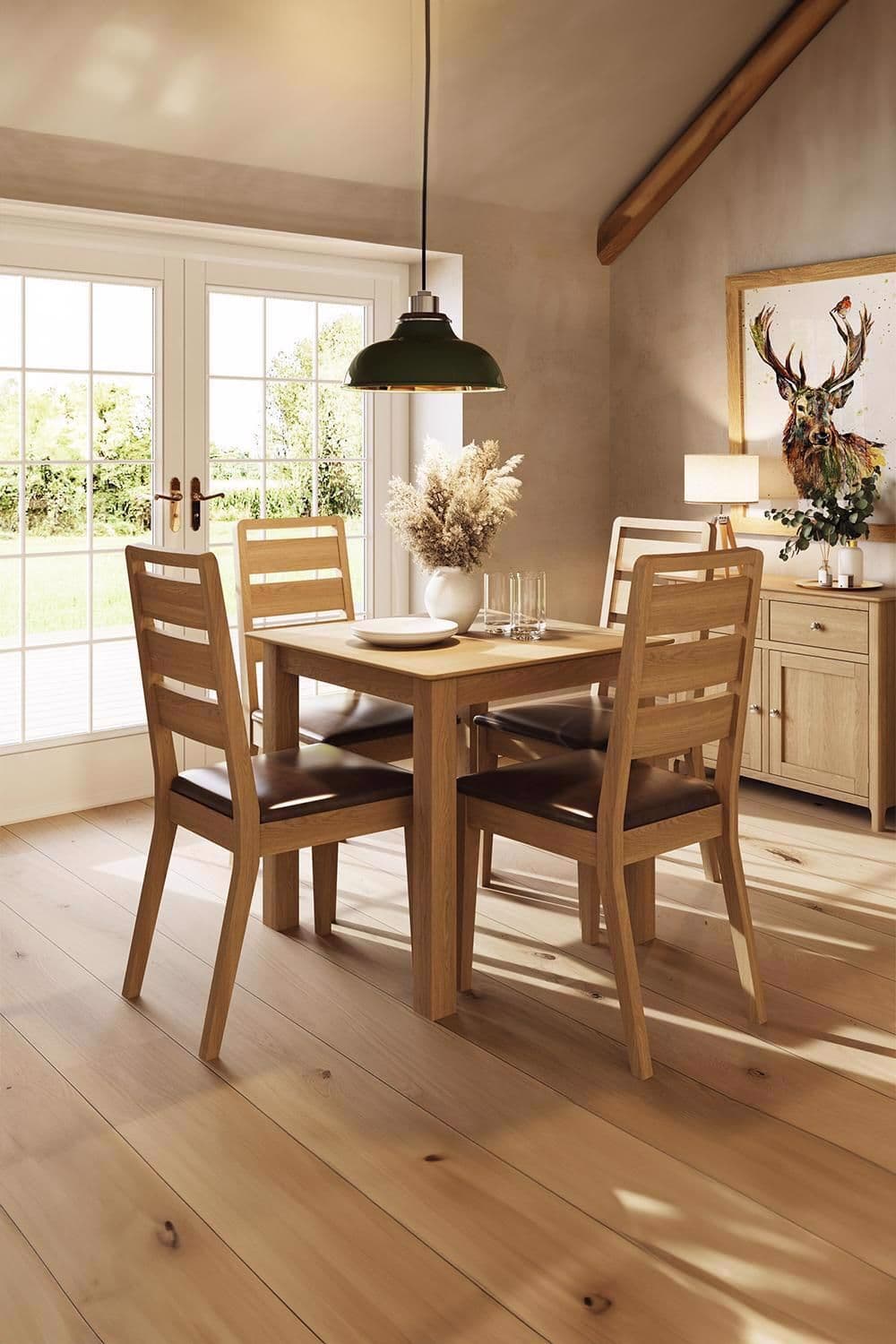 Ready Assembled Ladder Back Oak Dining Room Chair Set